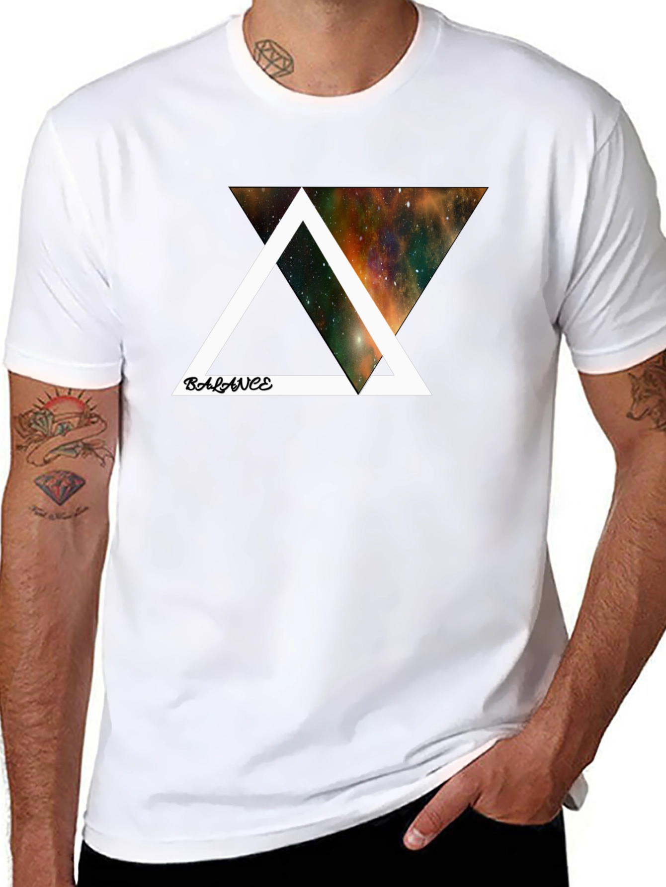 Balance Galaxy Graphic Black T-Shirt