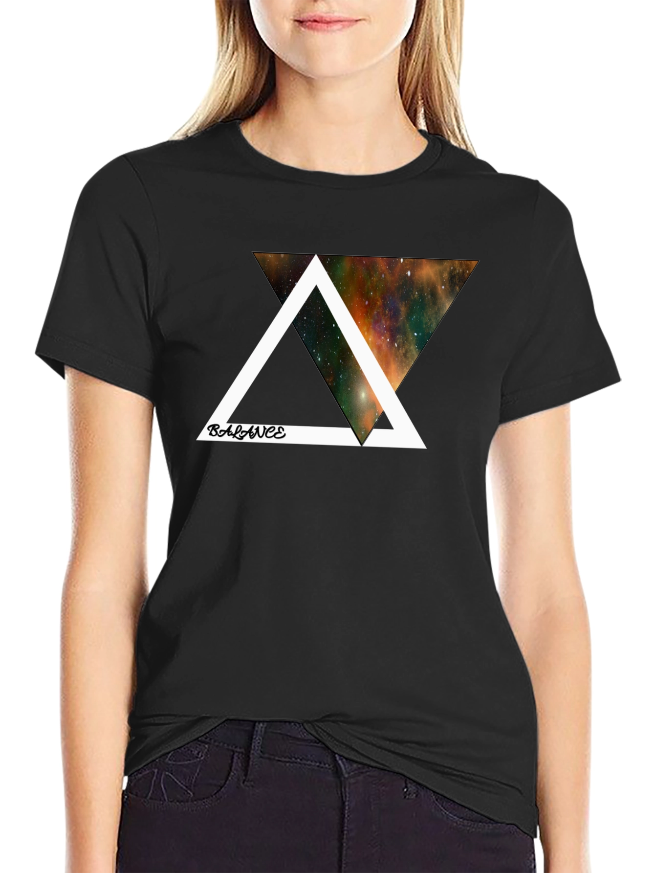Balance Galaxy Graphic Black T-Shirt
