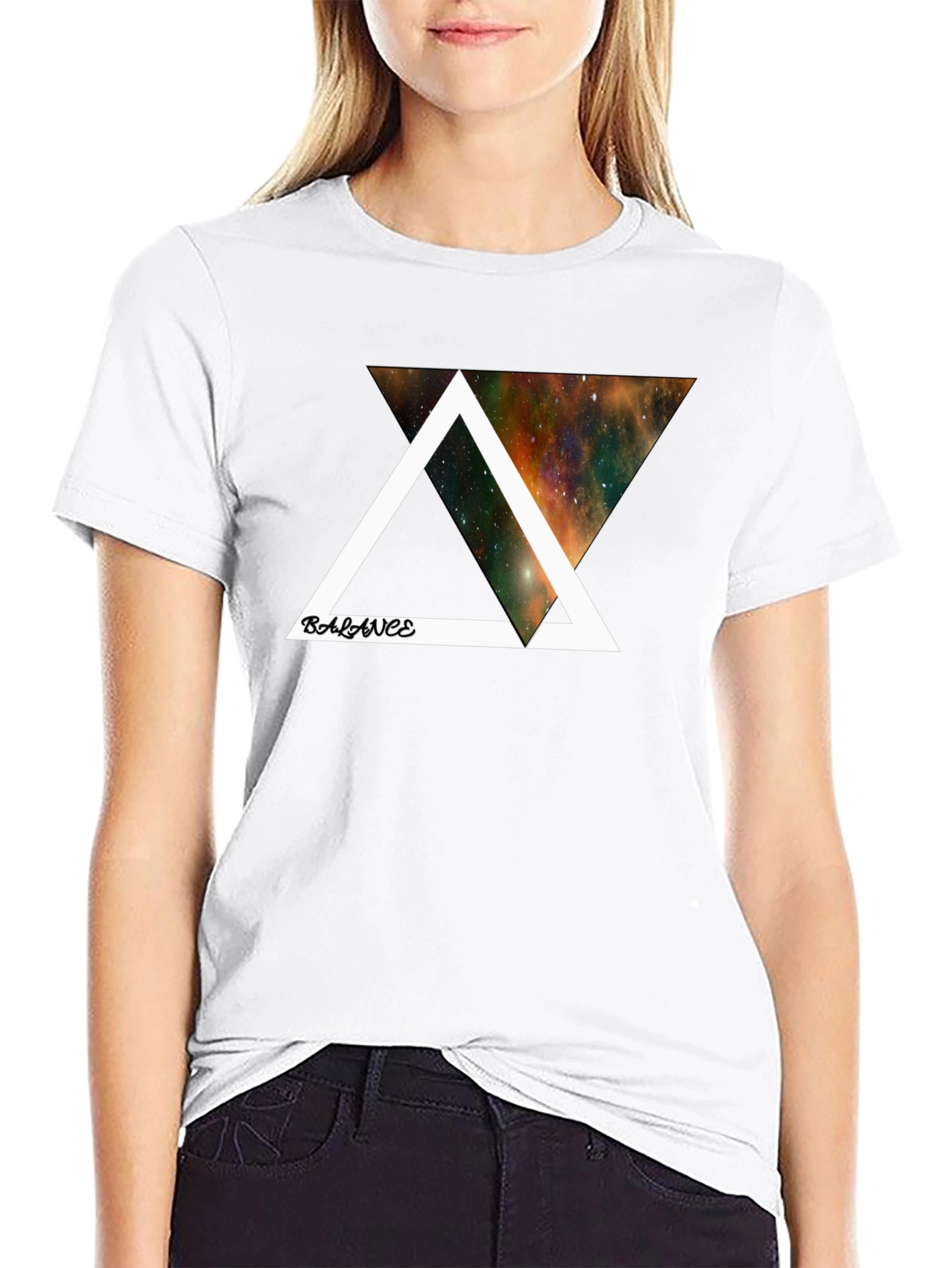 Balance Galaxy Graphic Black T-Shirt