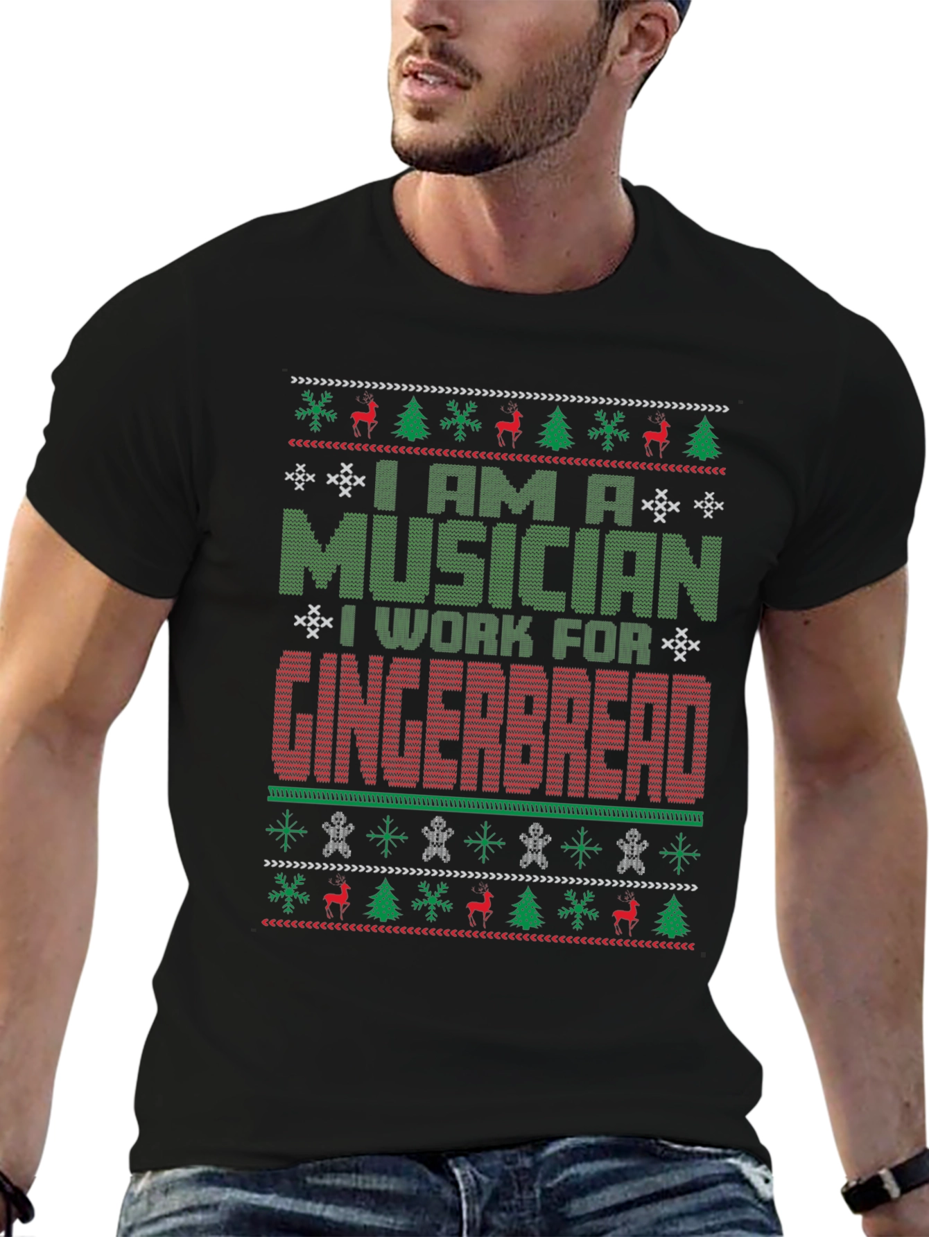 Musician Gingerbread Ugly Christmas Sweater T-Shirt