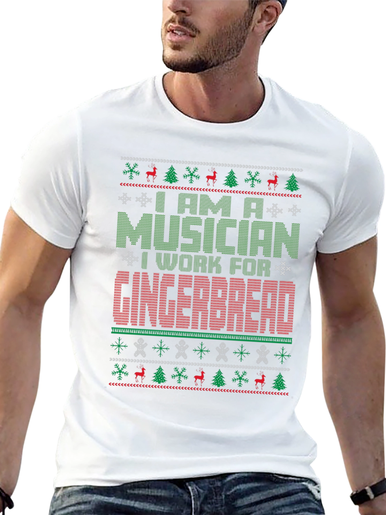 Musician Gingerbread Ugly Christmas Sweater T-Shirt