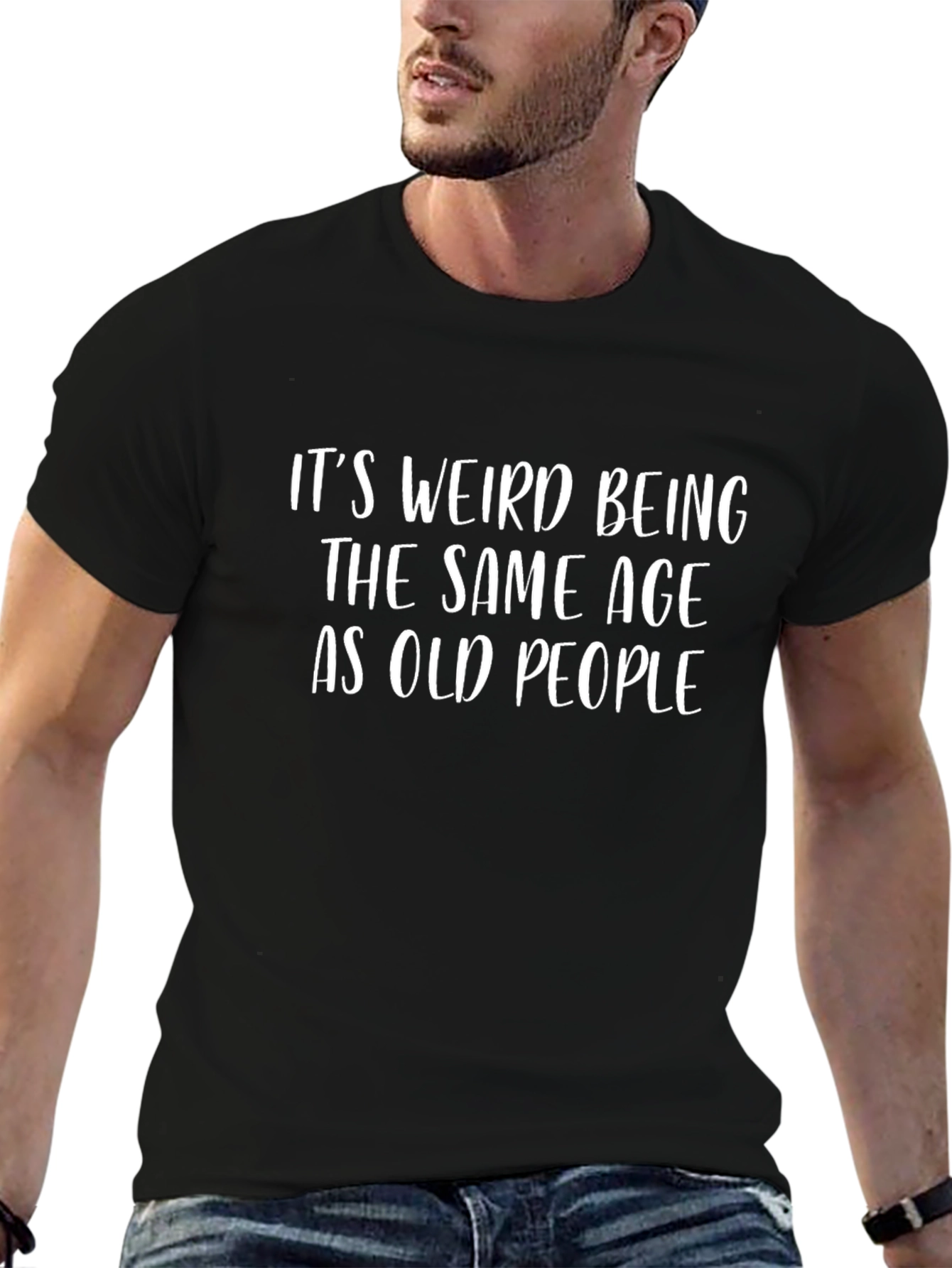 Funny Old People Graphic Tee - Black Cotton T-Shirt