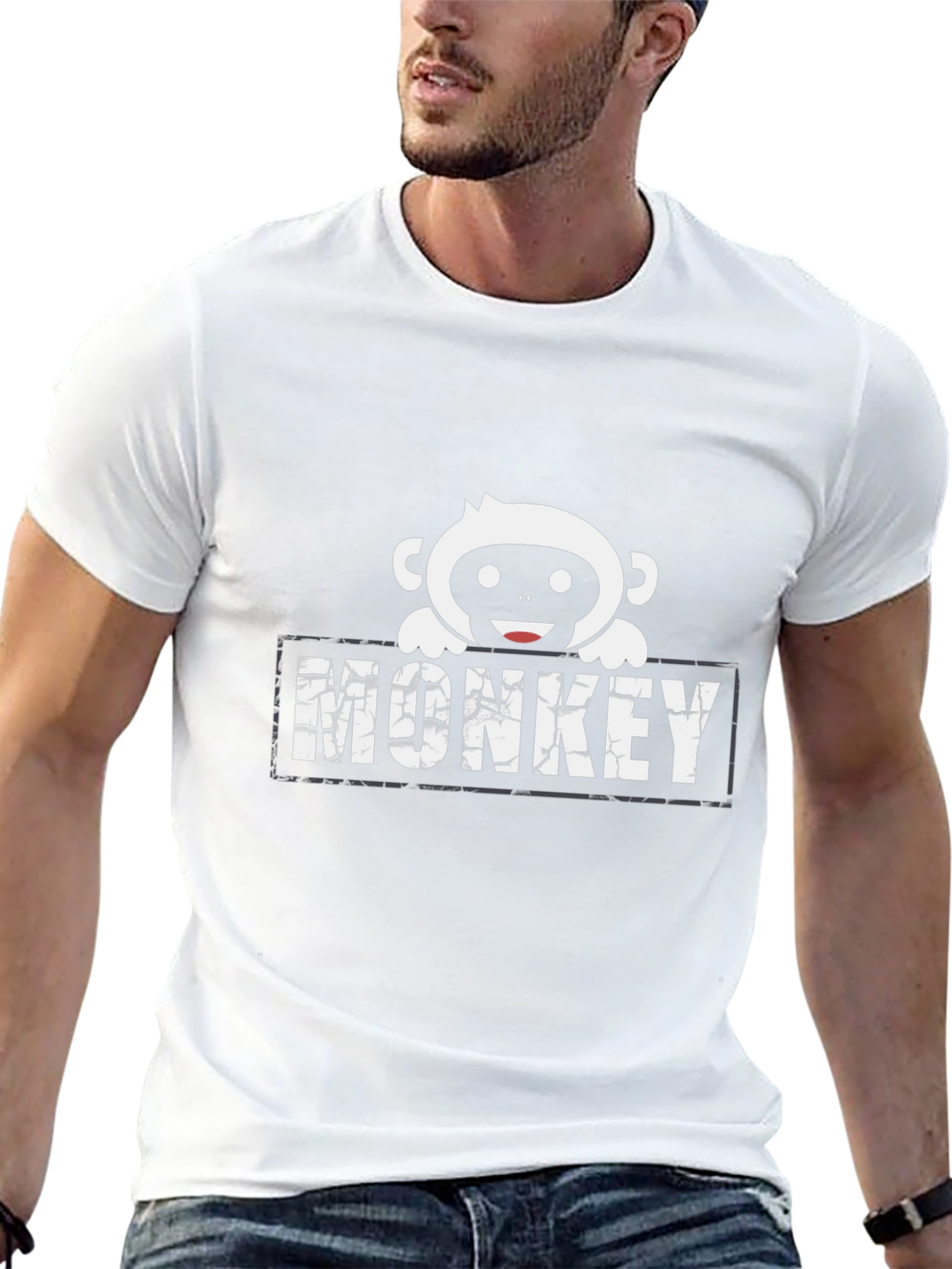 Monkey Graphic Print Black T-Shirt