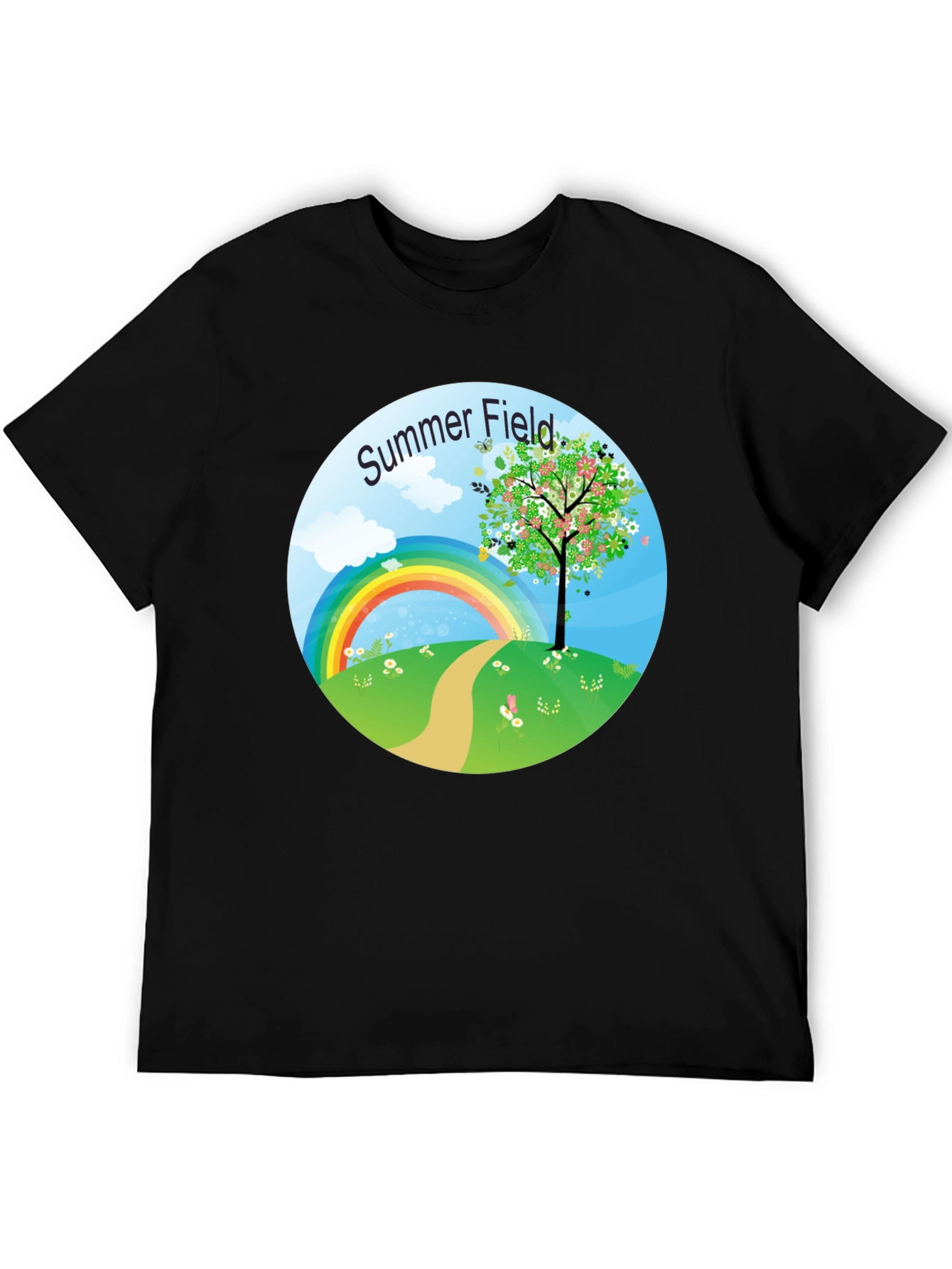 Summer Field Graphic Tee - Black Short Sleeve