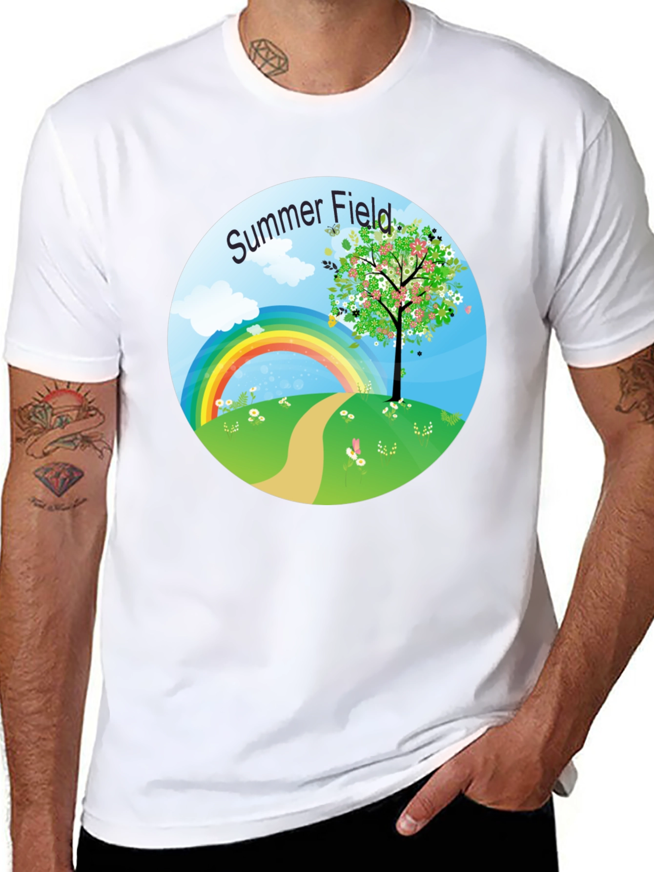 Summer Field Graphic Tee - Black Short Sleeve