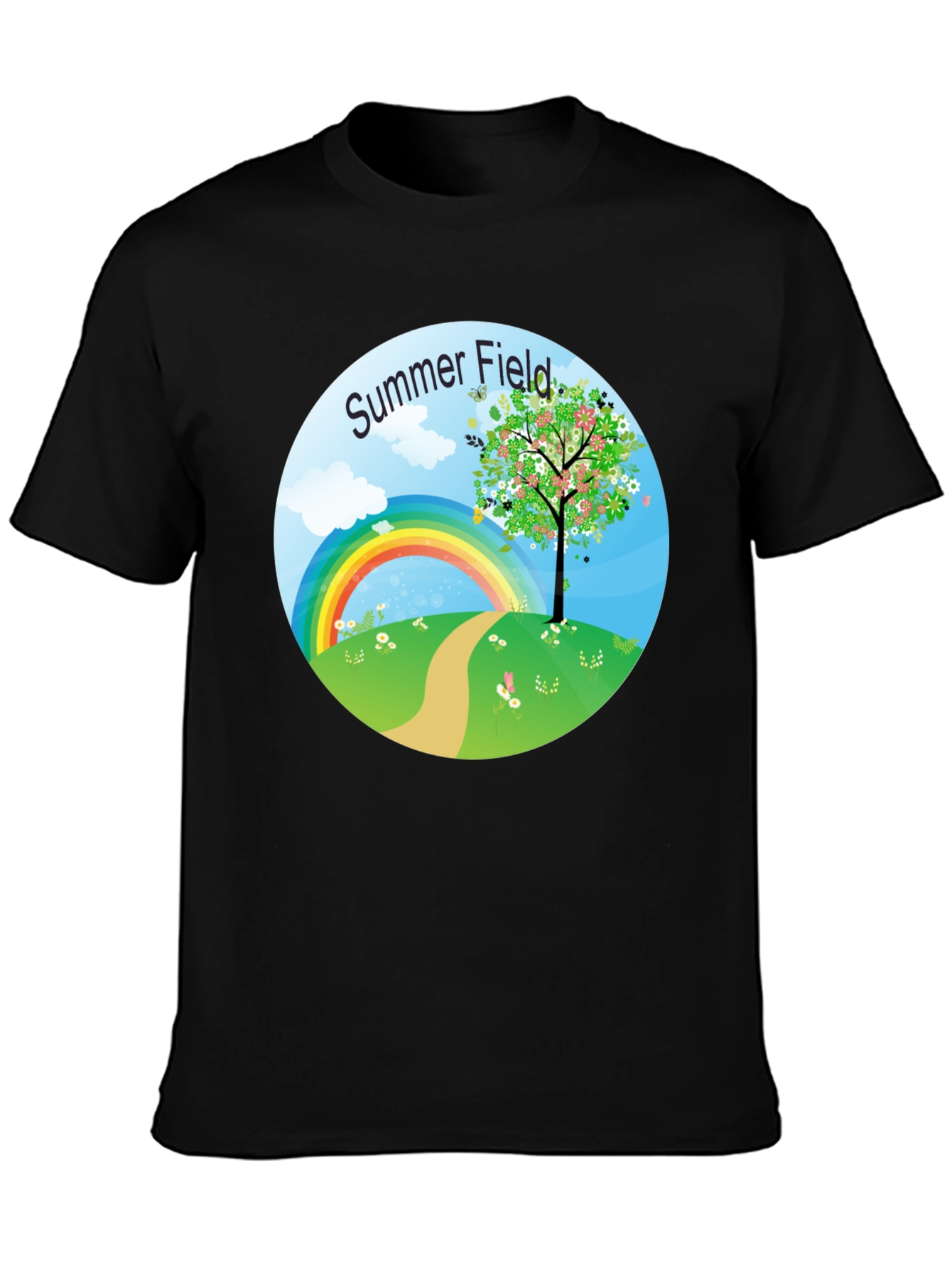 Summer Field Graphic Tee - Black Short Sleeve