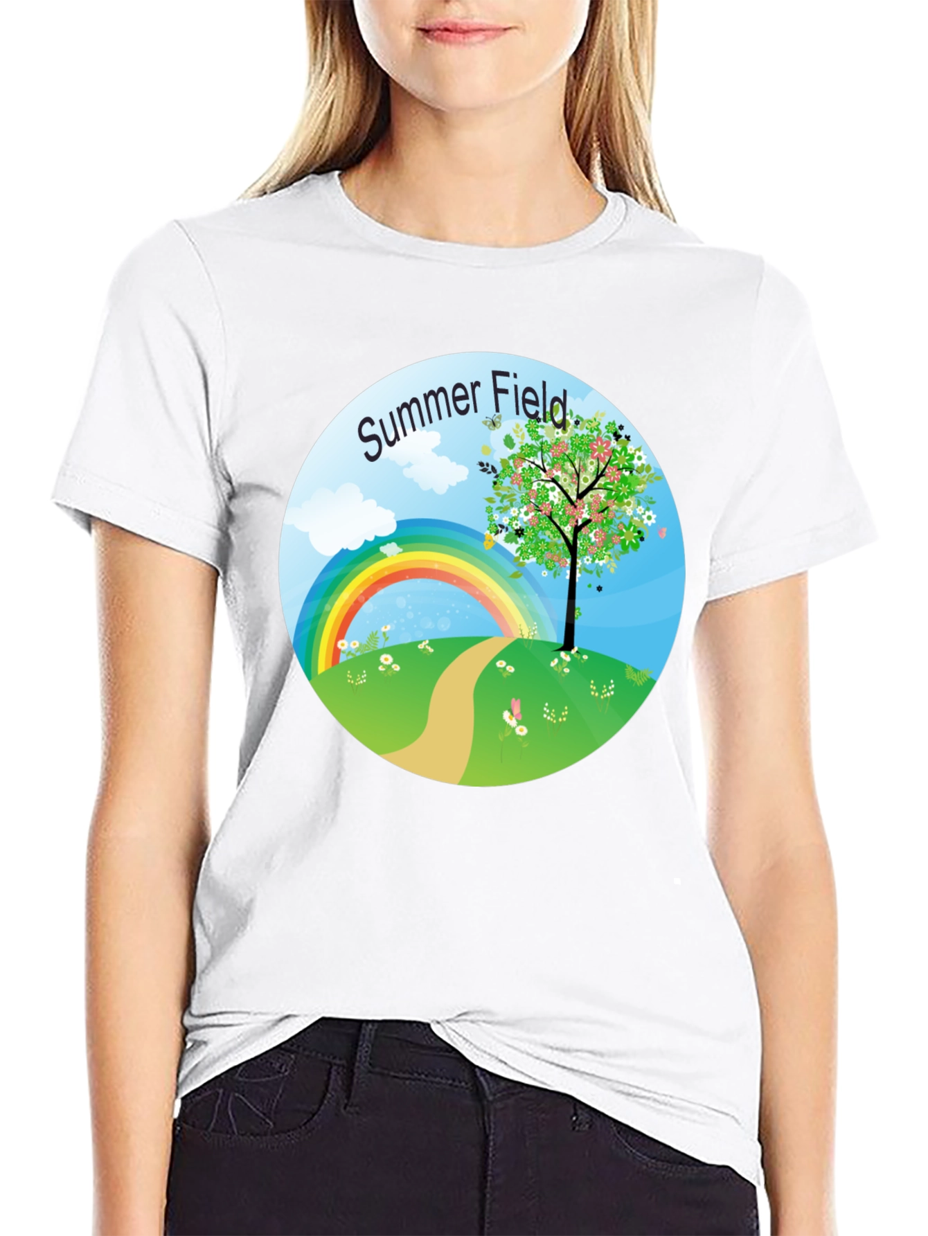 Summer Field Graphic Tee - Black Short Sleeve