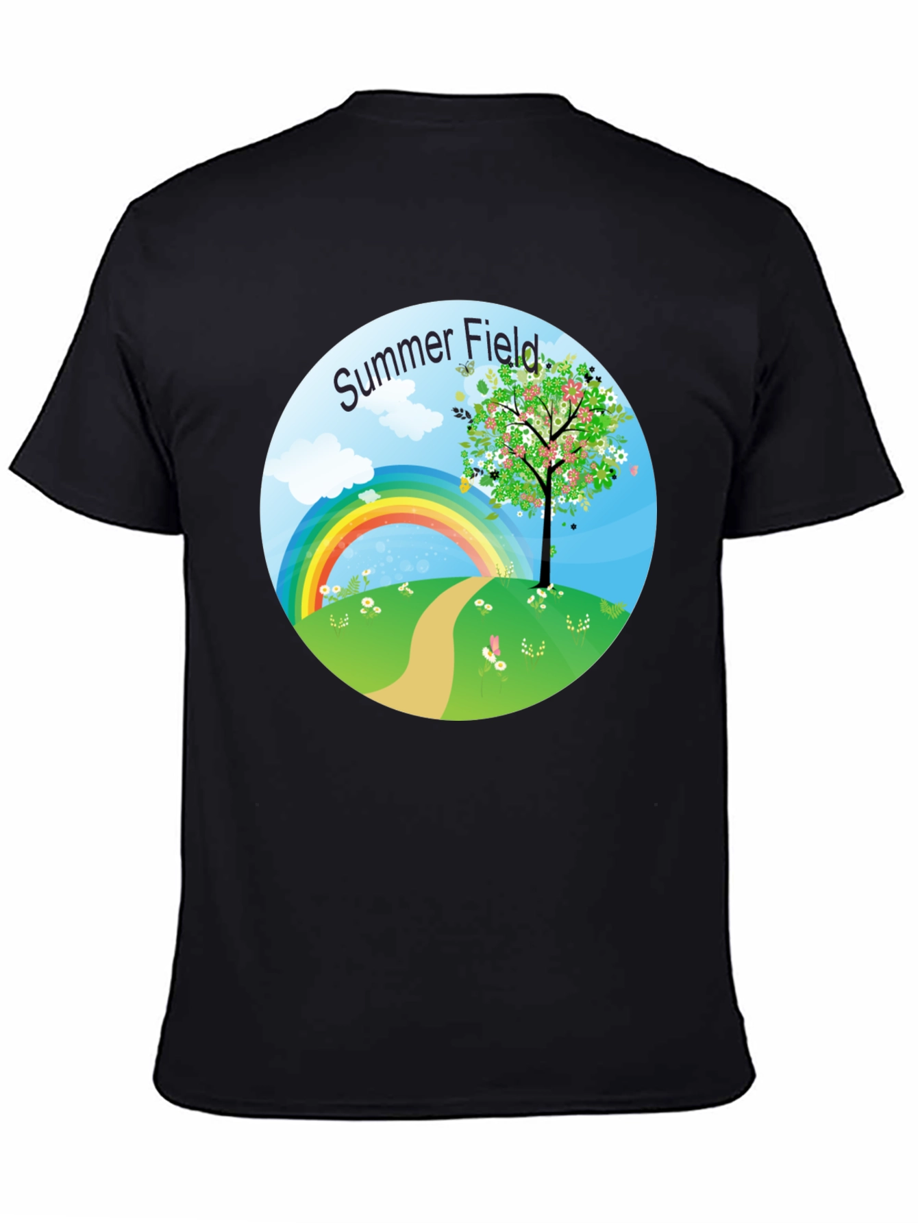 Summer Field Graphic Tee - Black Short Sleeve