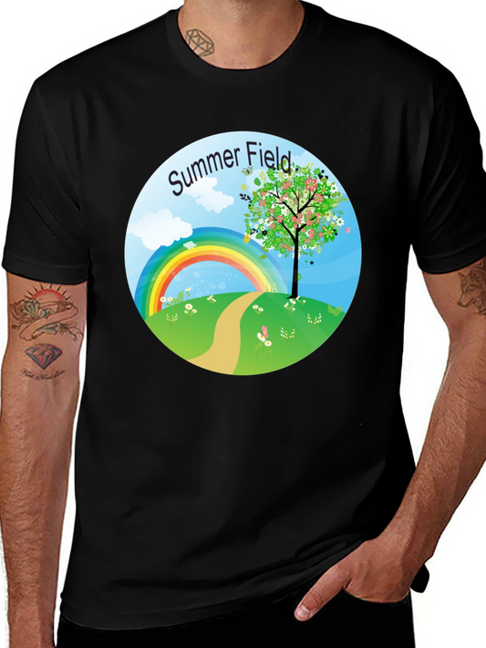 Summer Field Graphic Tee - Black Short Sleeve