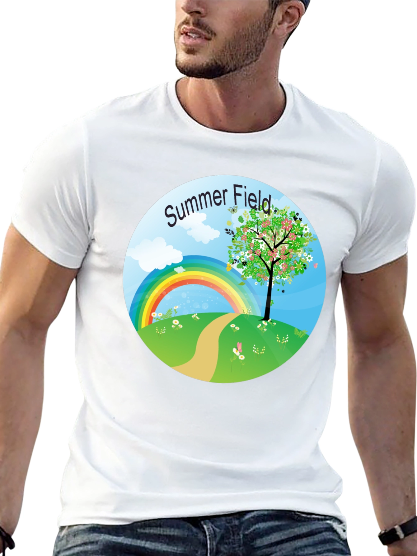 Summer Field Graphic Tee - Black Short Sleeve