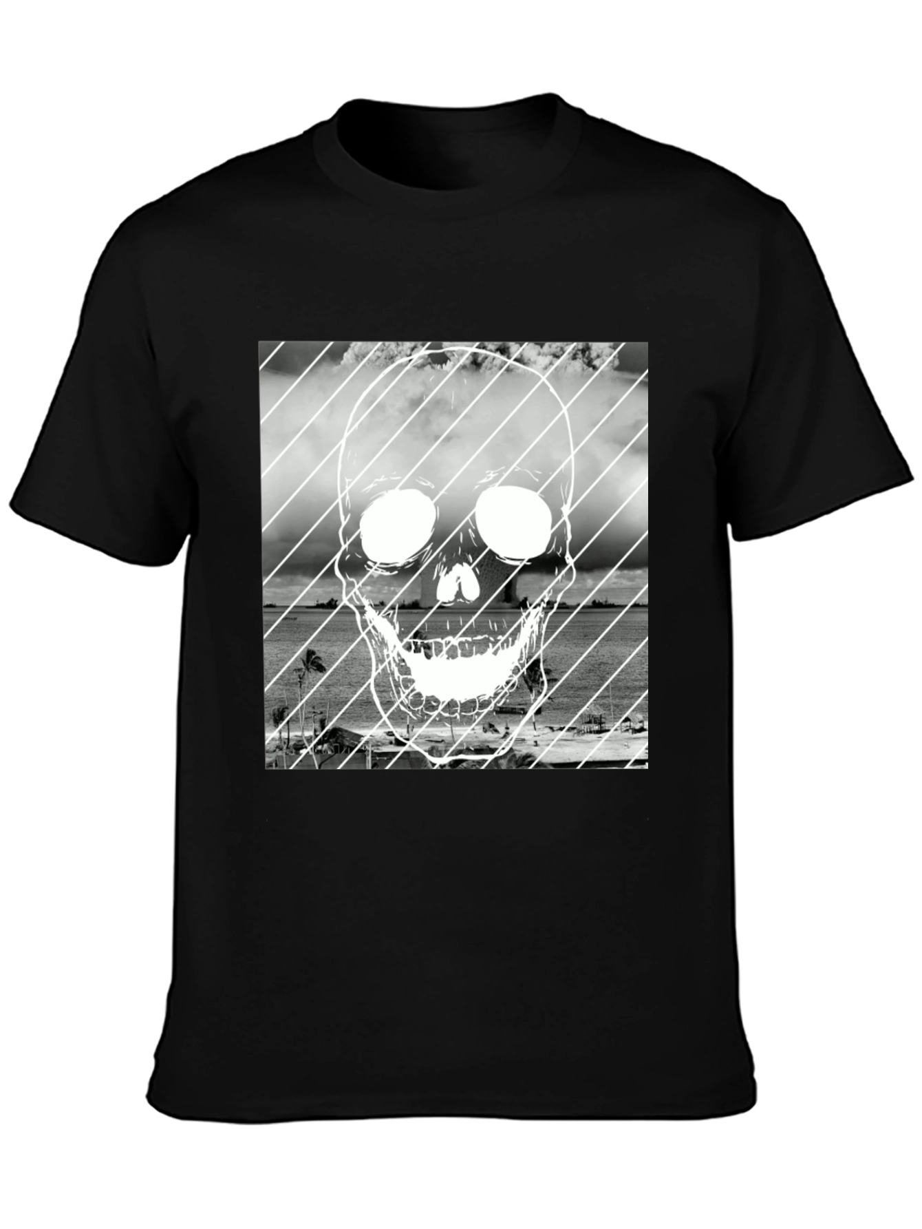 Skull Beach T-Shirt - Black Graphic Tee