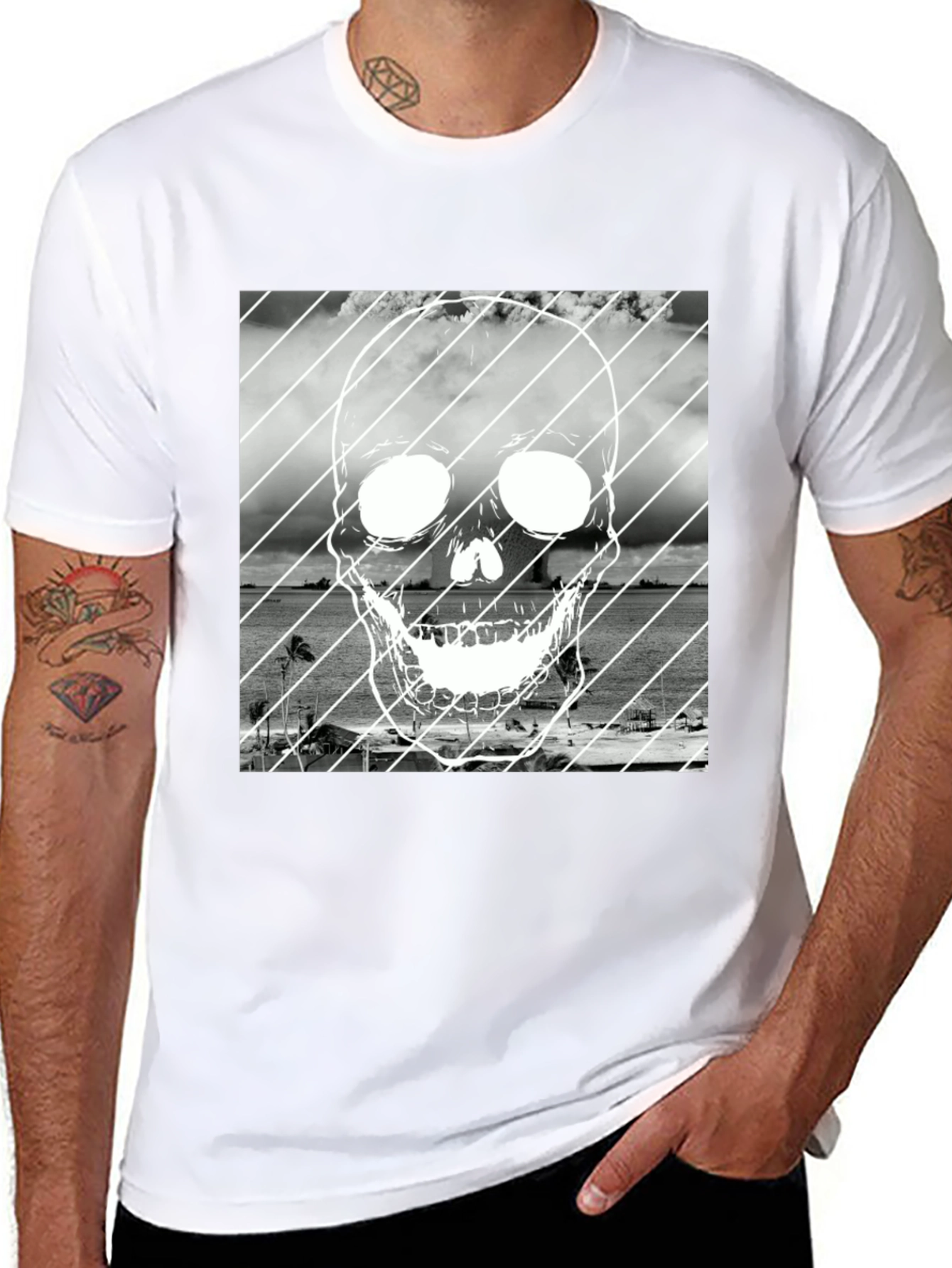 Skull Beach T-Shirt - Black Graphic Tee