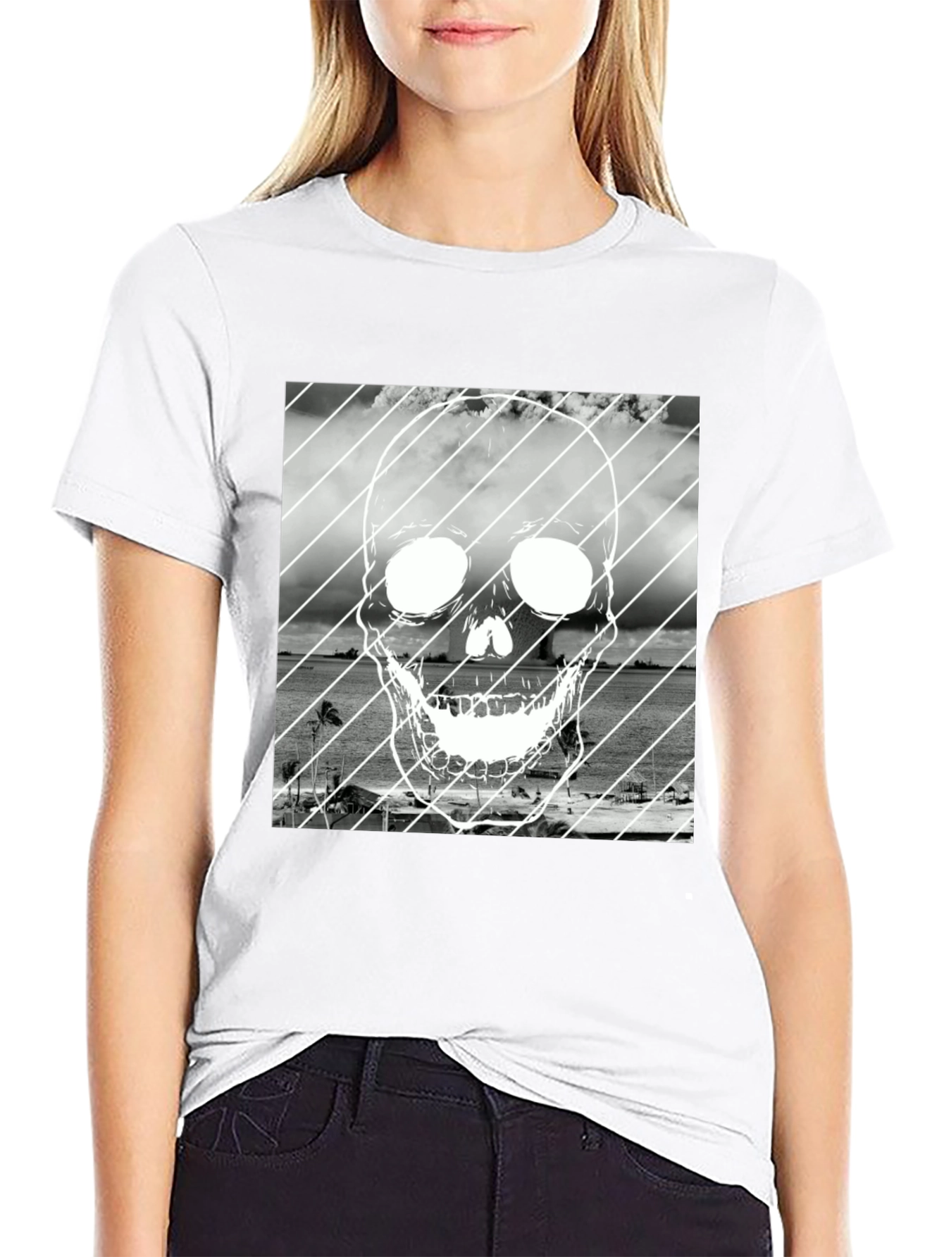 Skull Beach T-Shirt - Black Graphic Tee