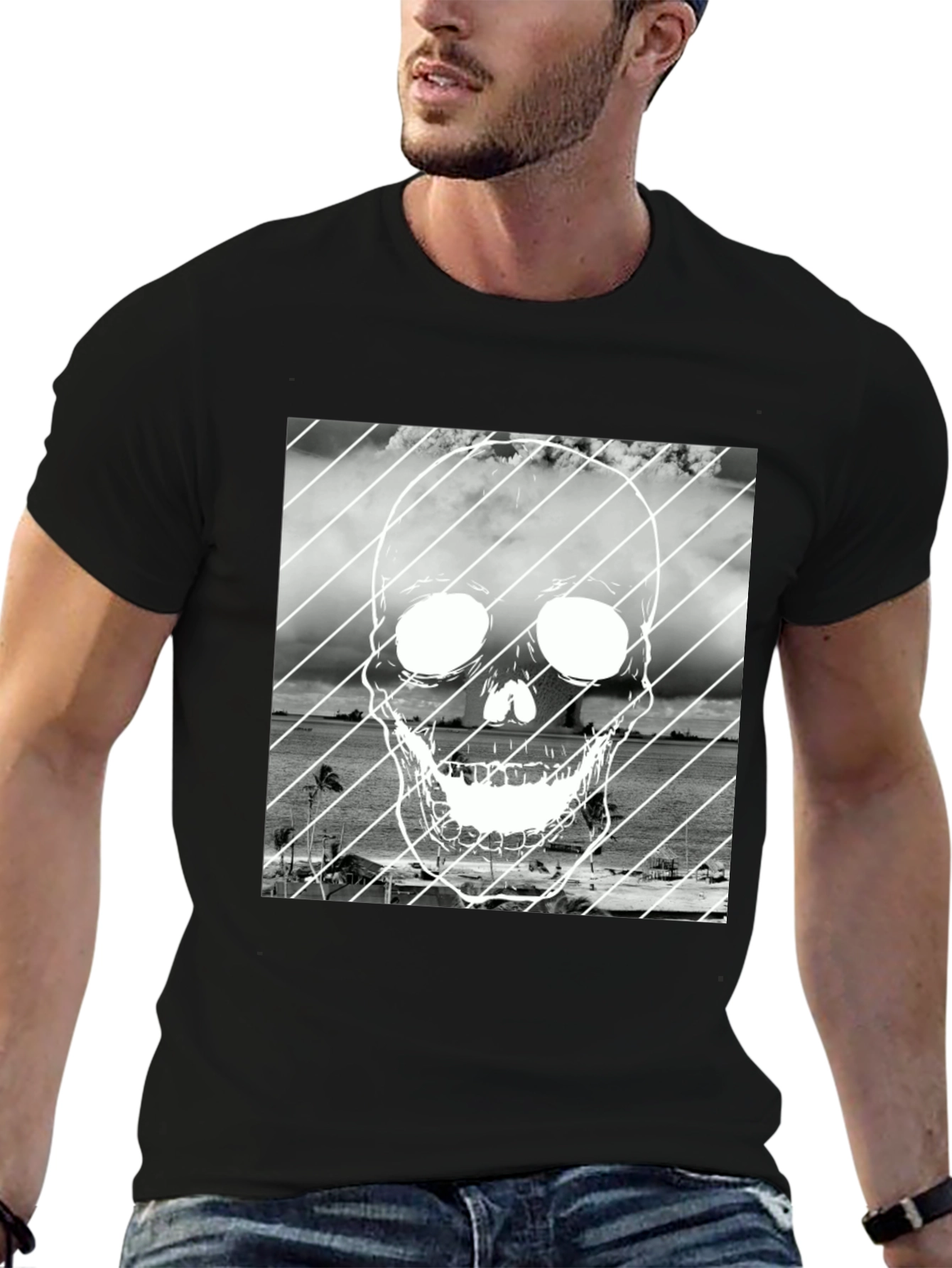 Skull Beach T-Shirt - Black Graphic Tee