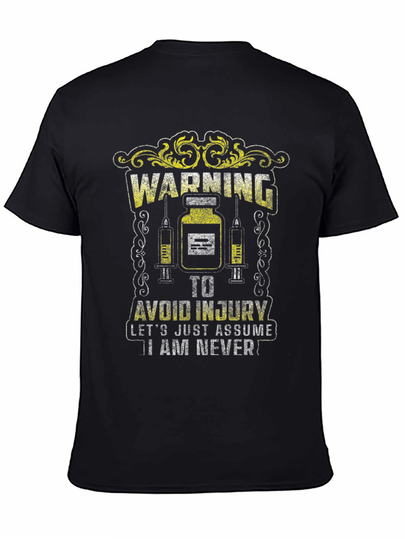 Warning Injection T-Shirt - Avoid Injury Funny Medical Tee