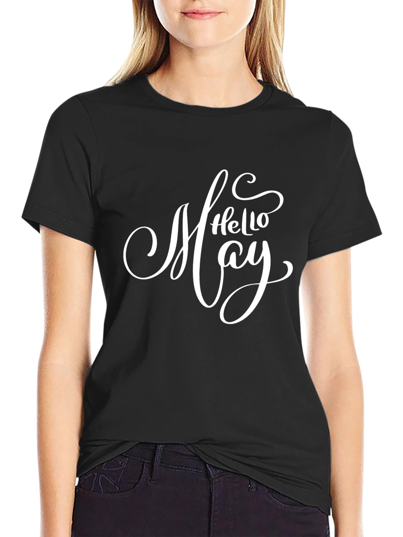 Hello May T-Shirt - Black Graphic Tee