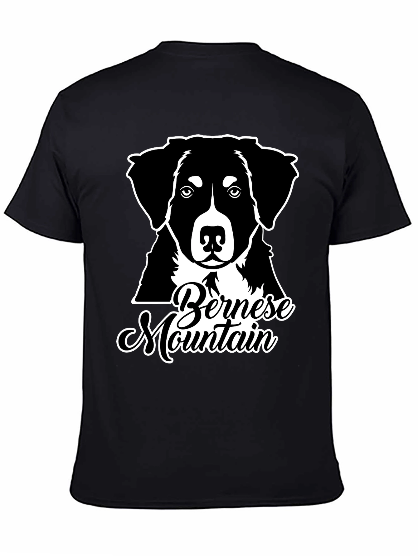 Bernese Mountain Dog Graphic Tee - Black Cotton Blend