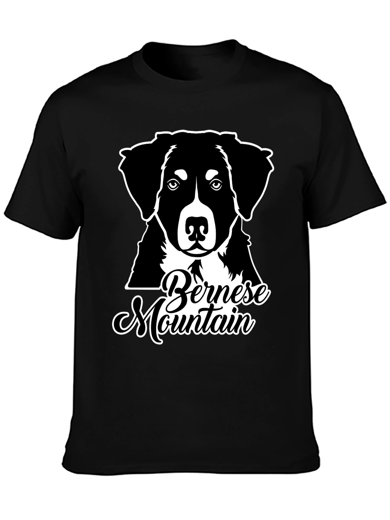 Bernese Mountain Dog Graphic Tee - Black Cotton Blend