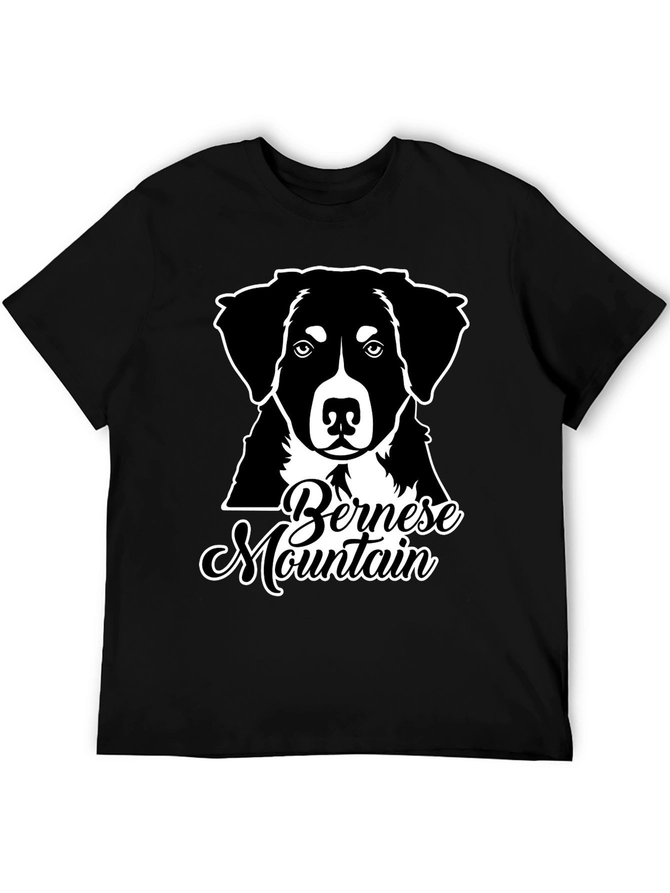 Bernese Mountain Dog Graphic Tee - Black Cotton Blend