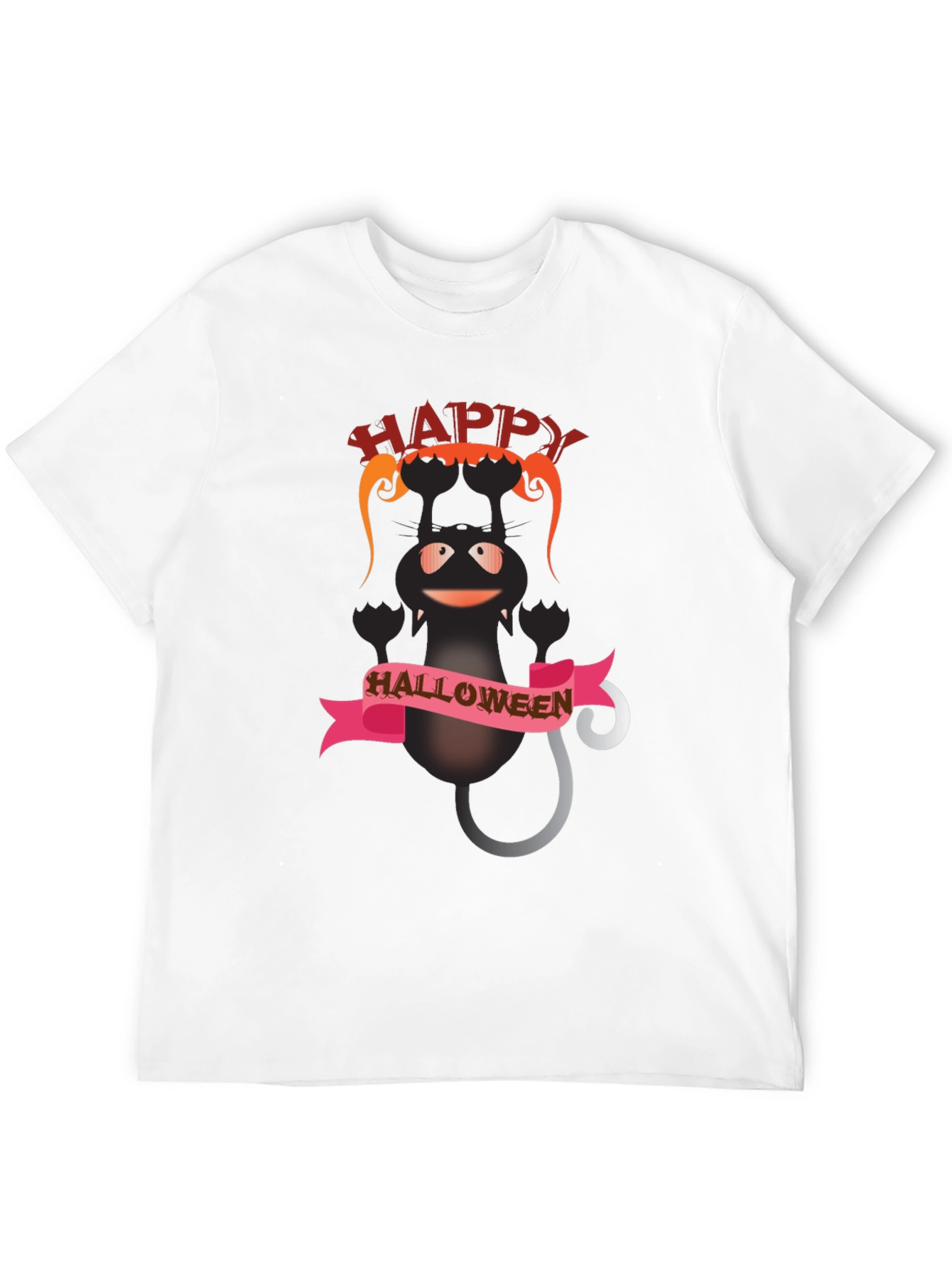Happy Halloween Black Cat Graphic T-Shirt