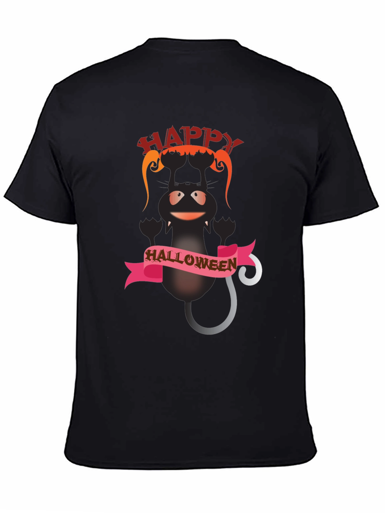 Happy Halloween Black Cat Graphic T-Shirt