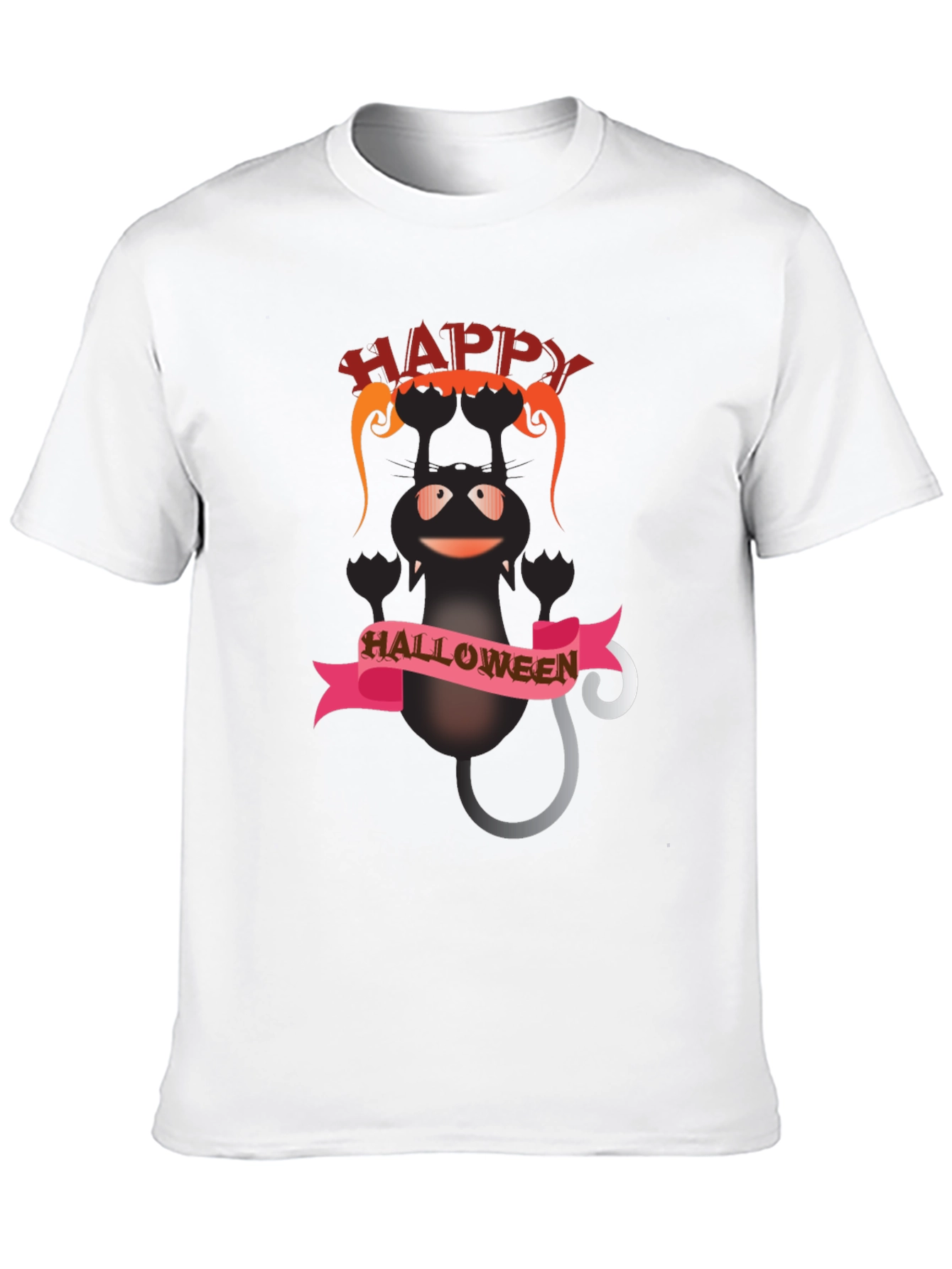 Happy Halloween Black Cat Graphic T-Shirt