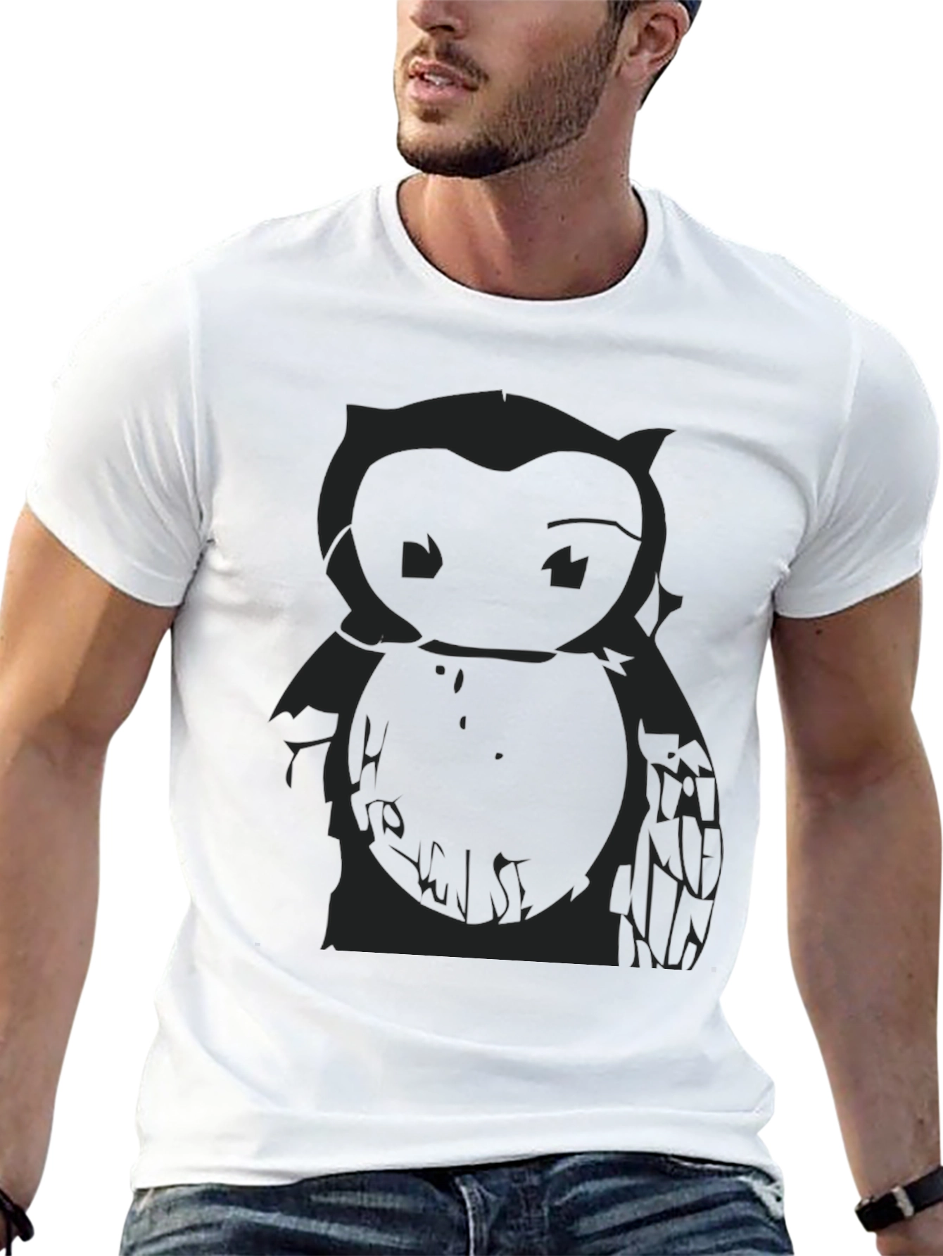 Mens Black Owl Graphic Print T-Shirt