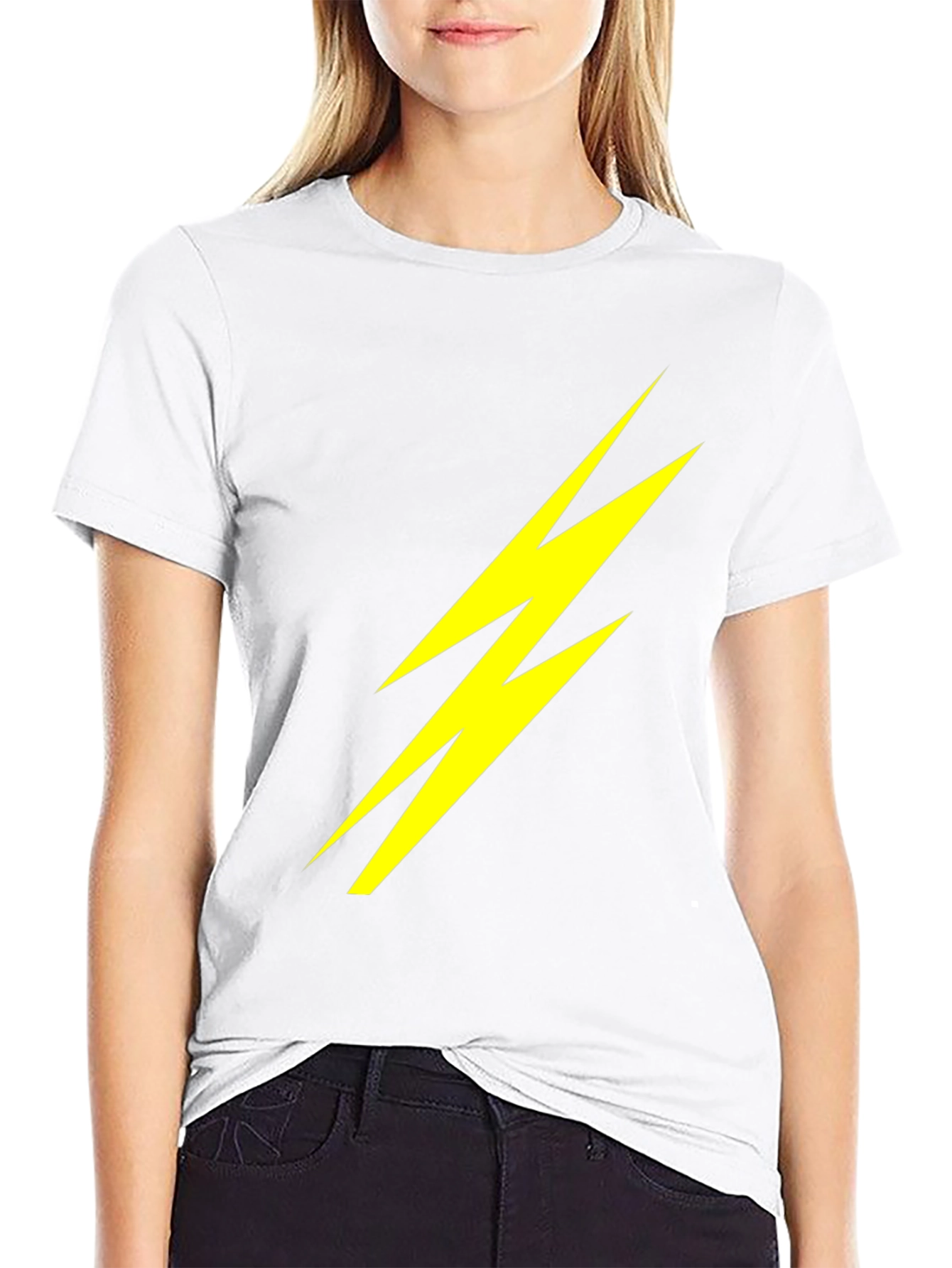 Lightning Bolt Graphic Tee - Bold Black Cotton T-Shirt