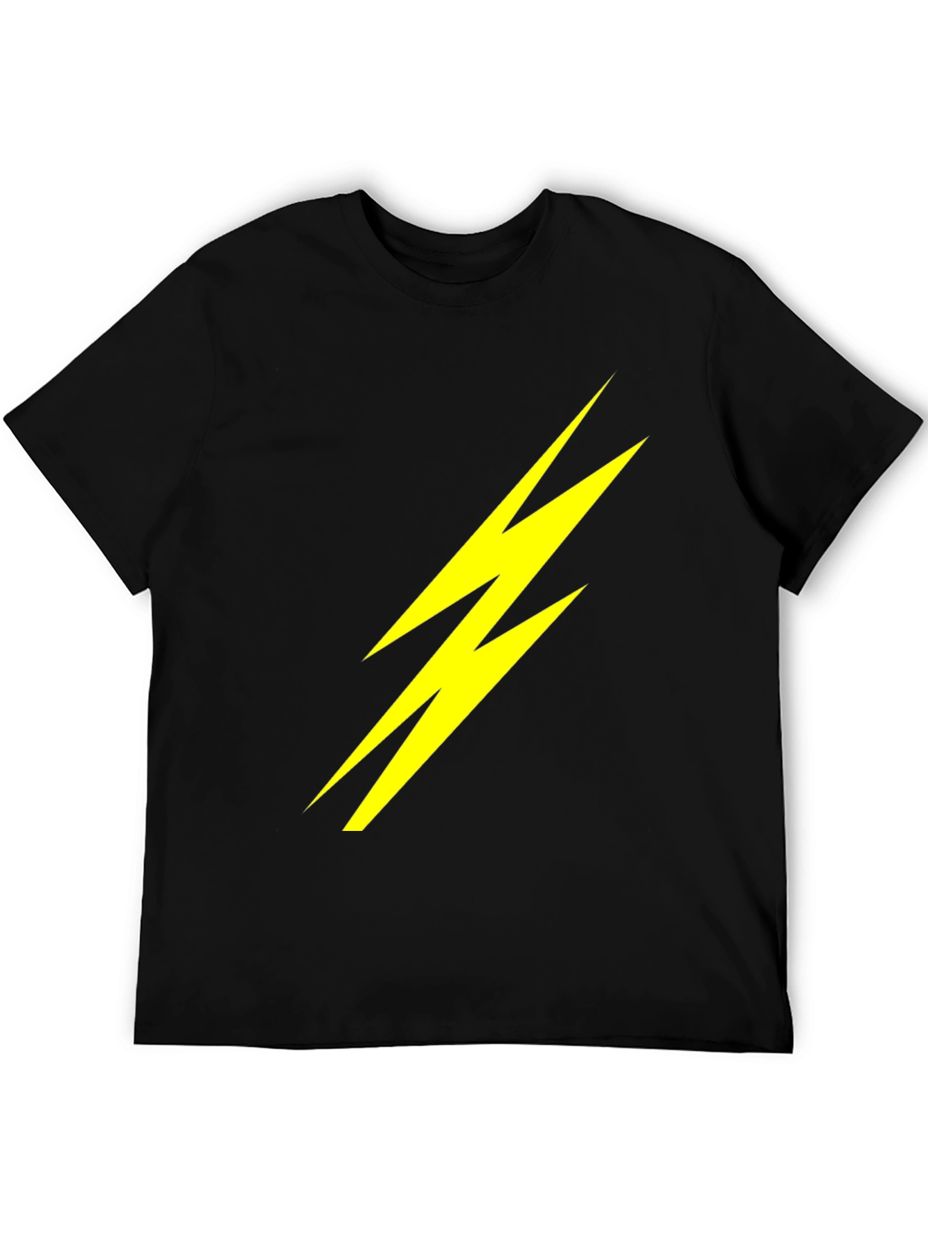 Lightning Bolt Graphic Tee - Bold Black Cotton T-Shirt