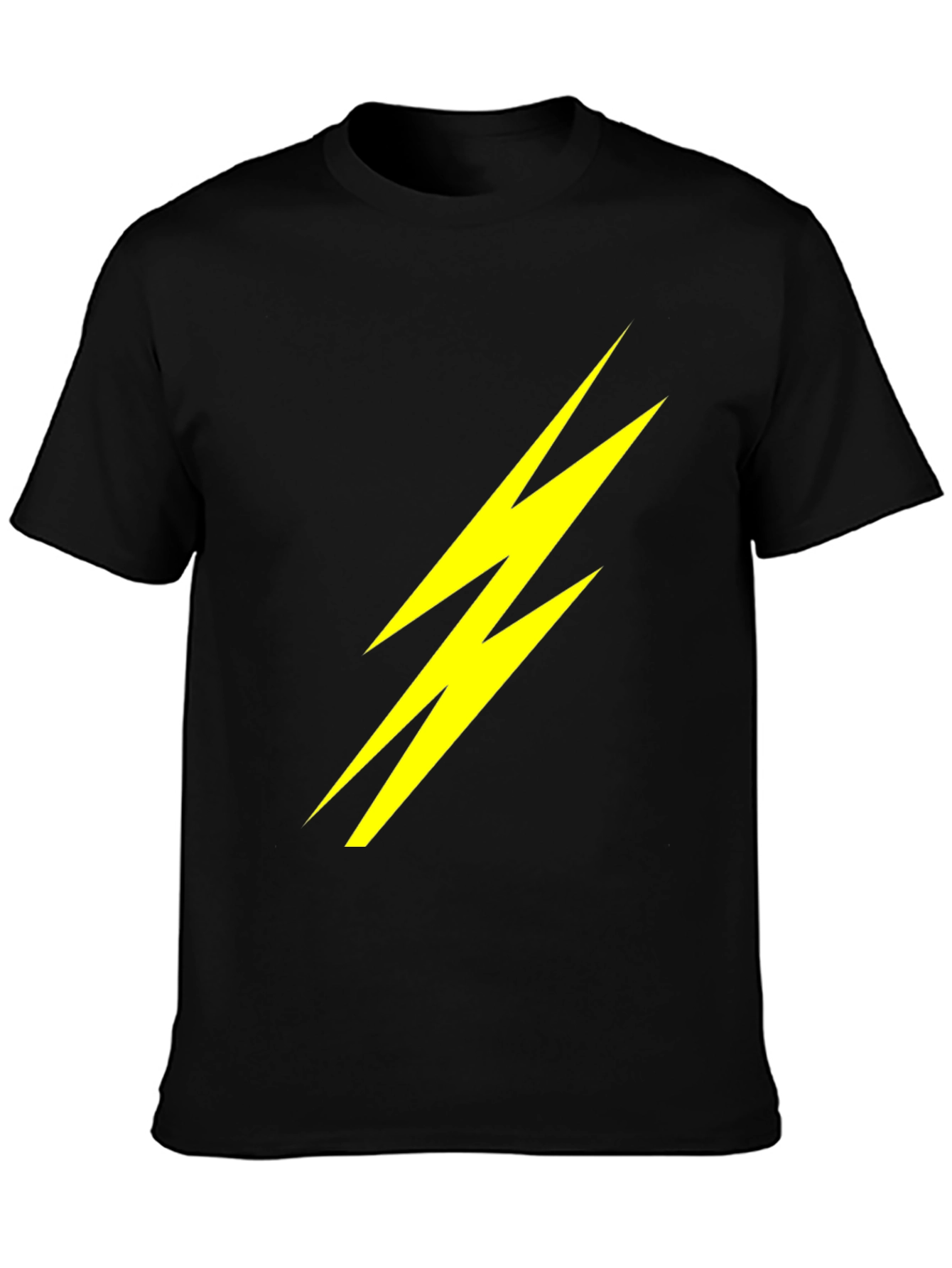 Lightning Bolt Graphic Tee - Bold Black Cotton T-Shirt