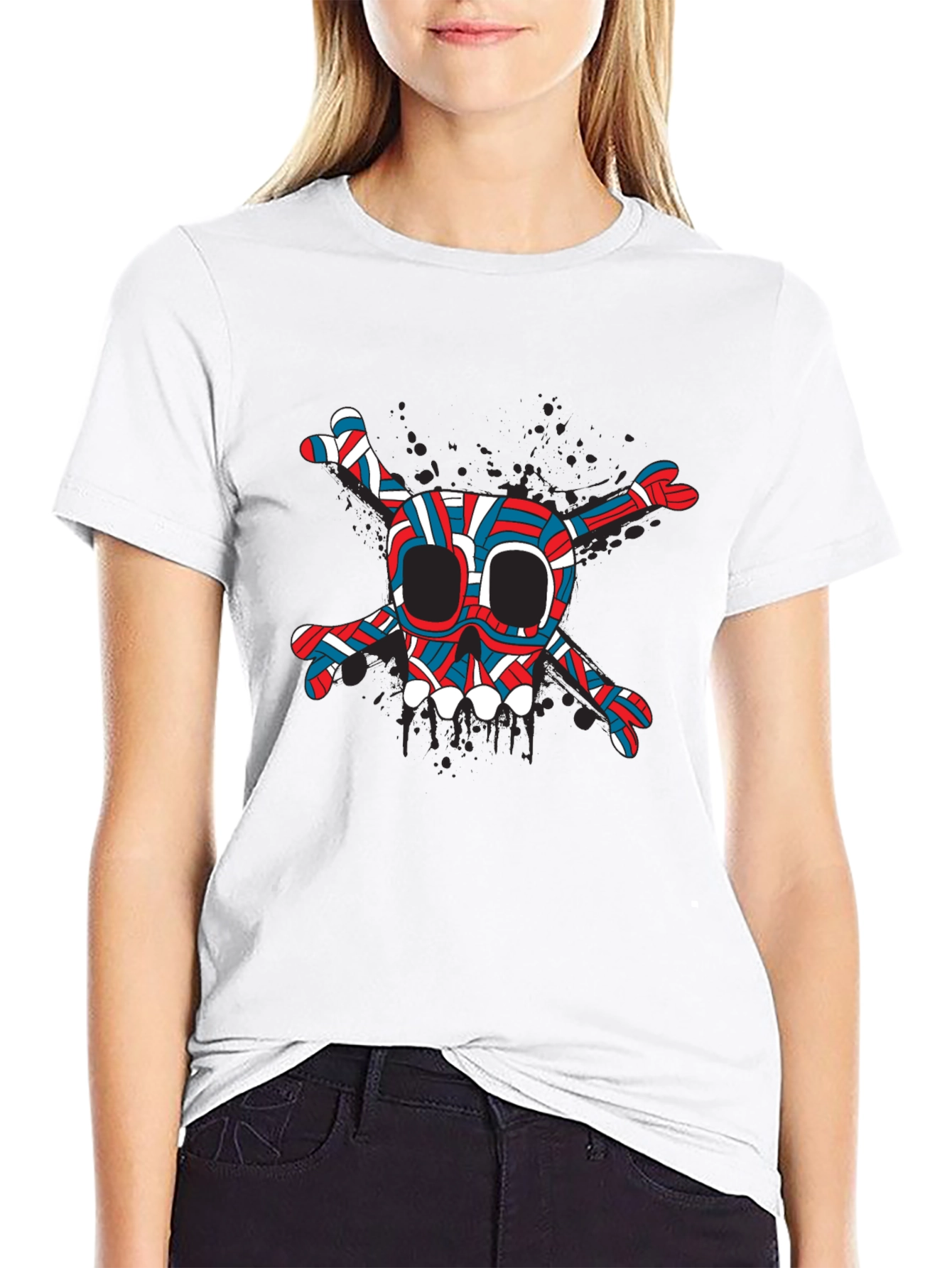 Skull & Crossbones Graphic Tee - Trendy Black T-Shirt