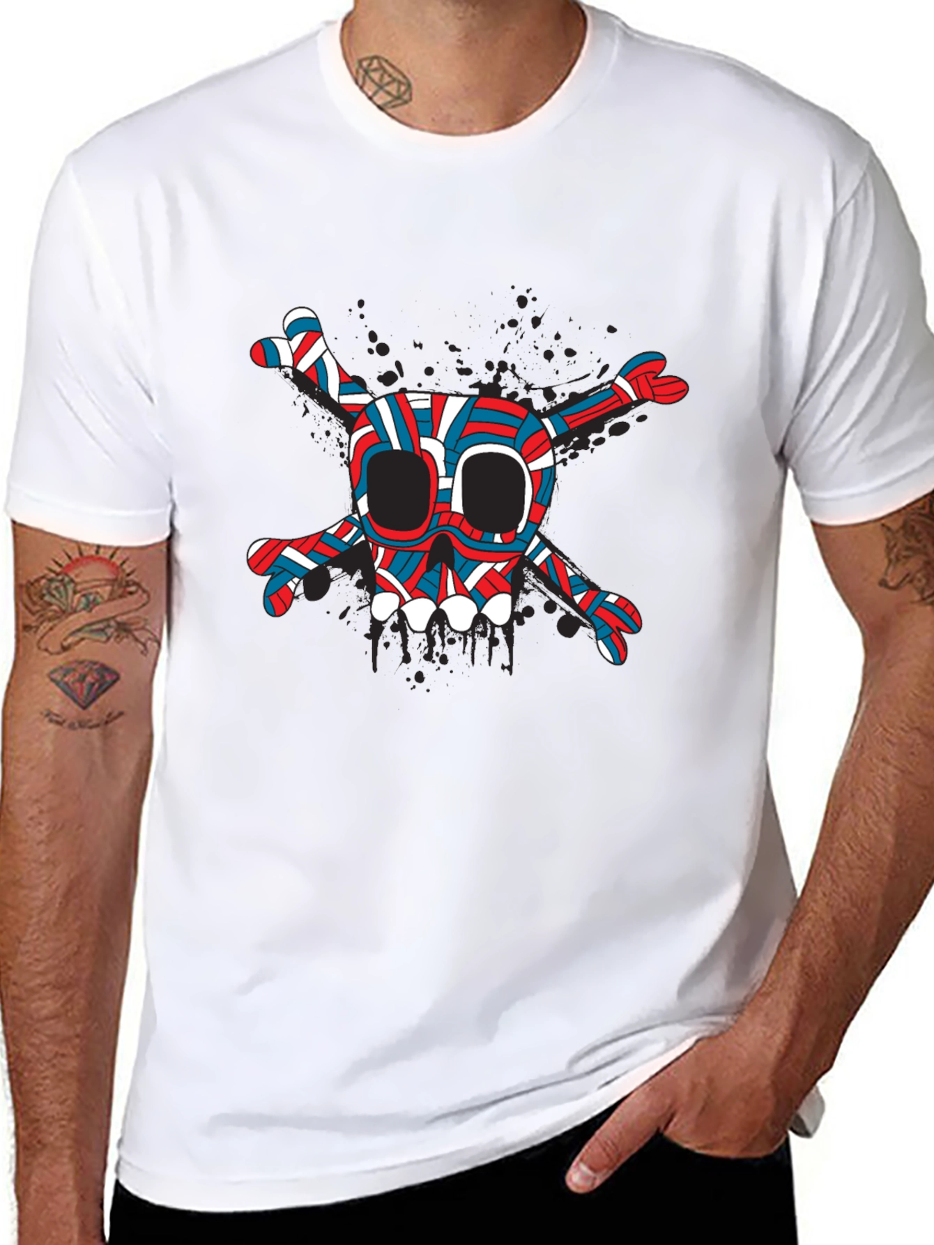 Skull & Crossbones Graphic Tee - Trendy Black T-Shirt