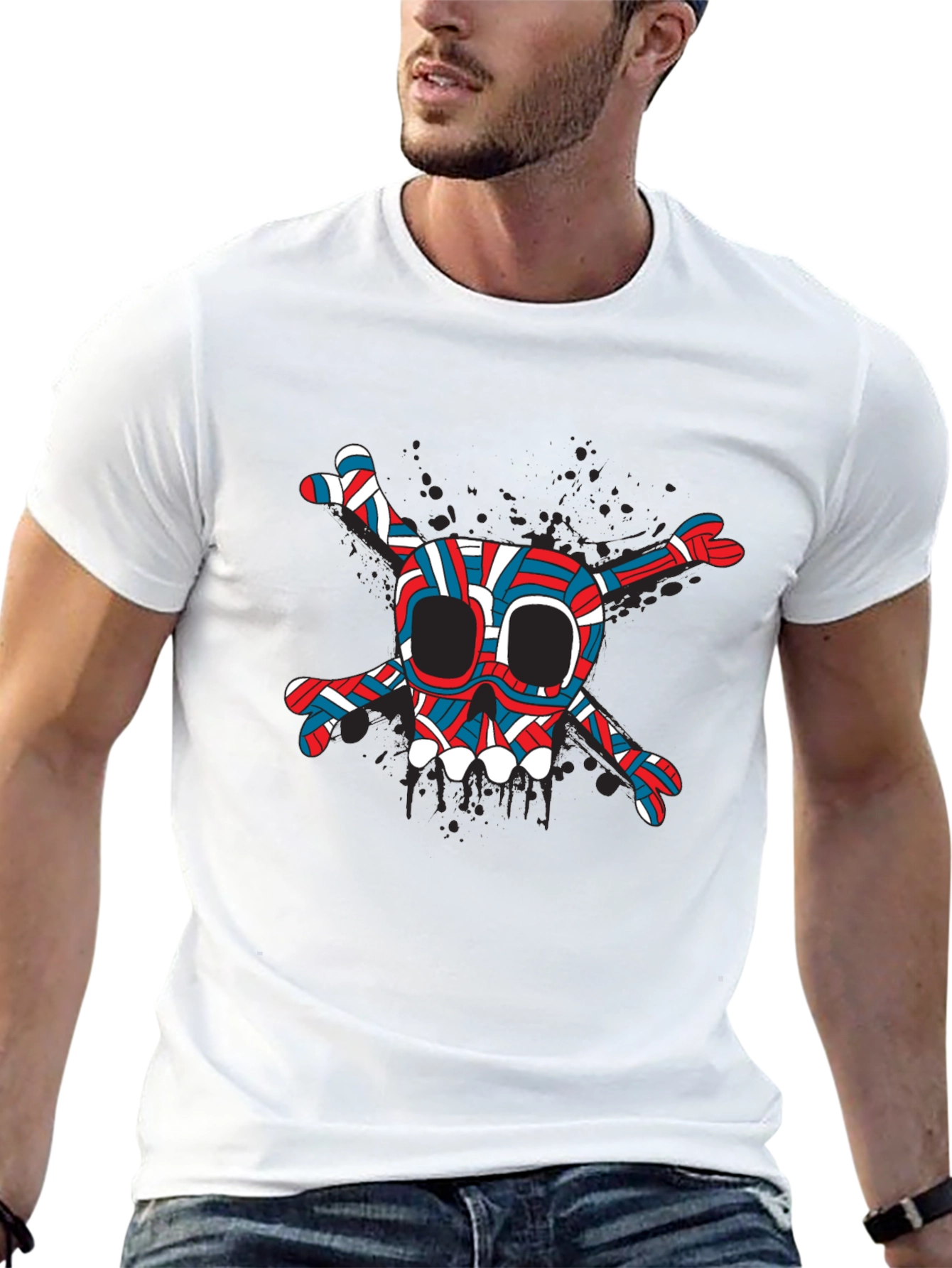 Skull & Crossbones Graphic Tee - Trendy Black T-Shirt