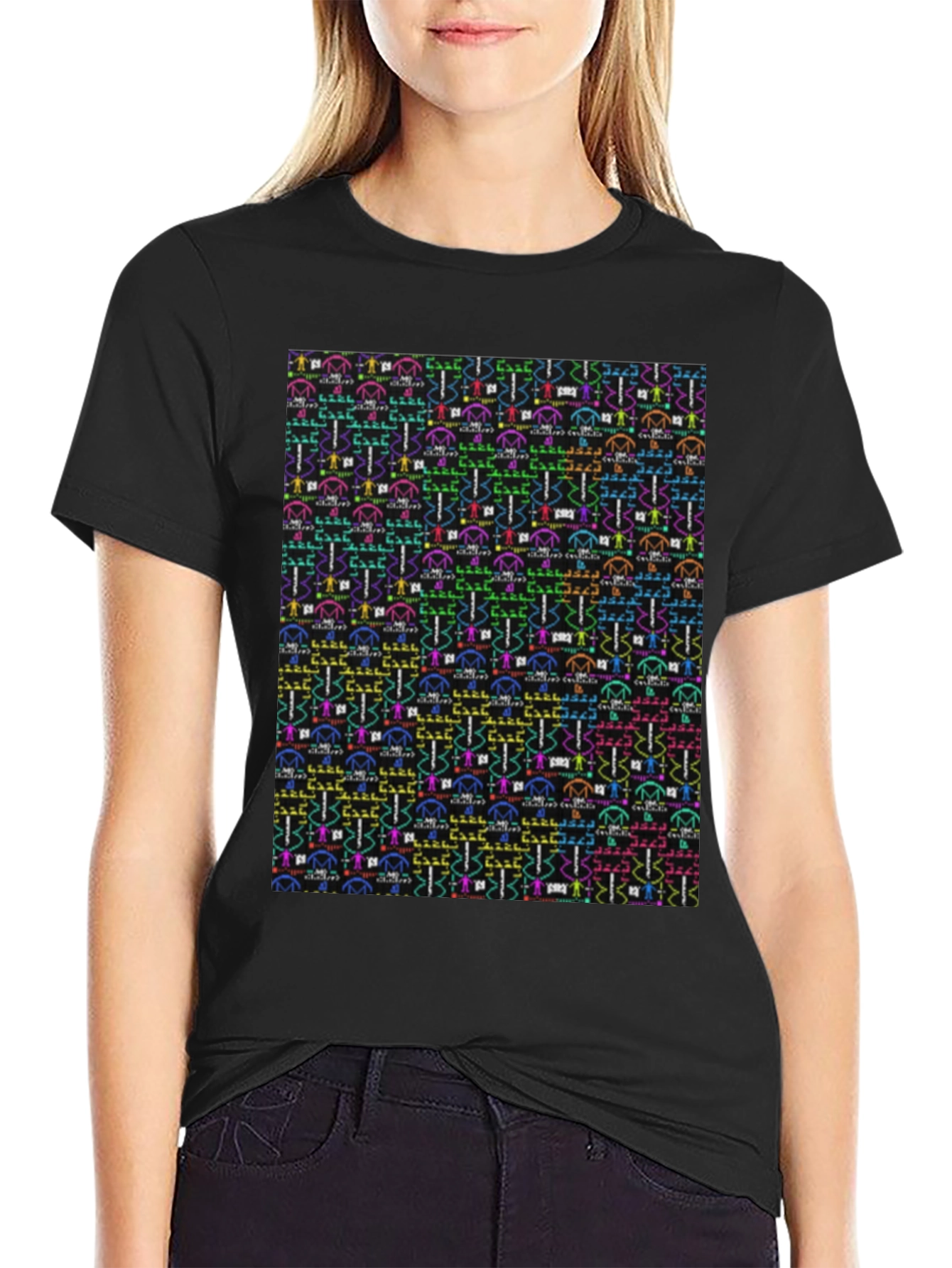 Novelty Pattern Black Tee
