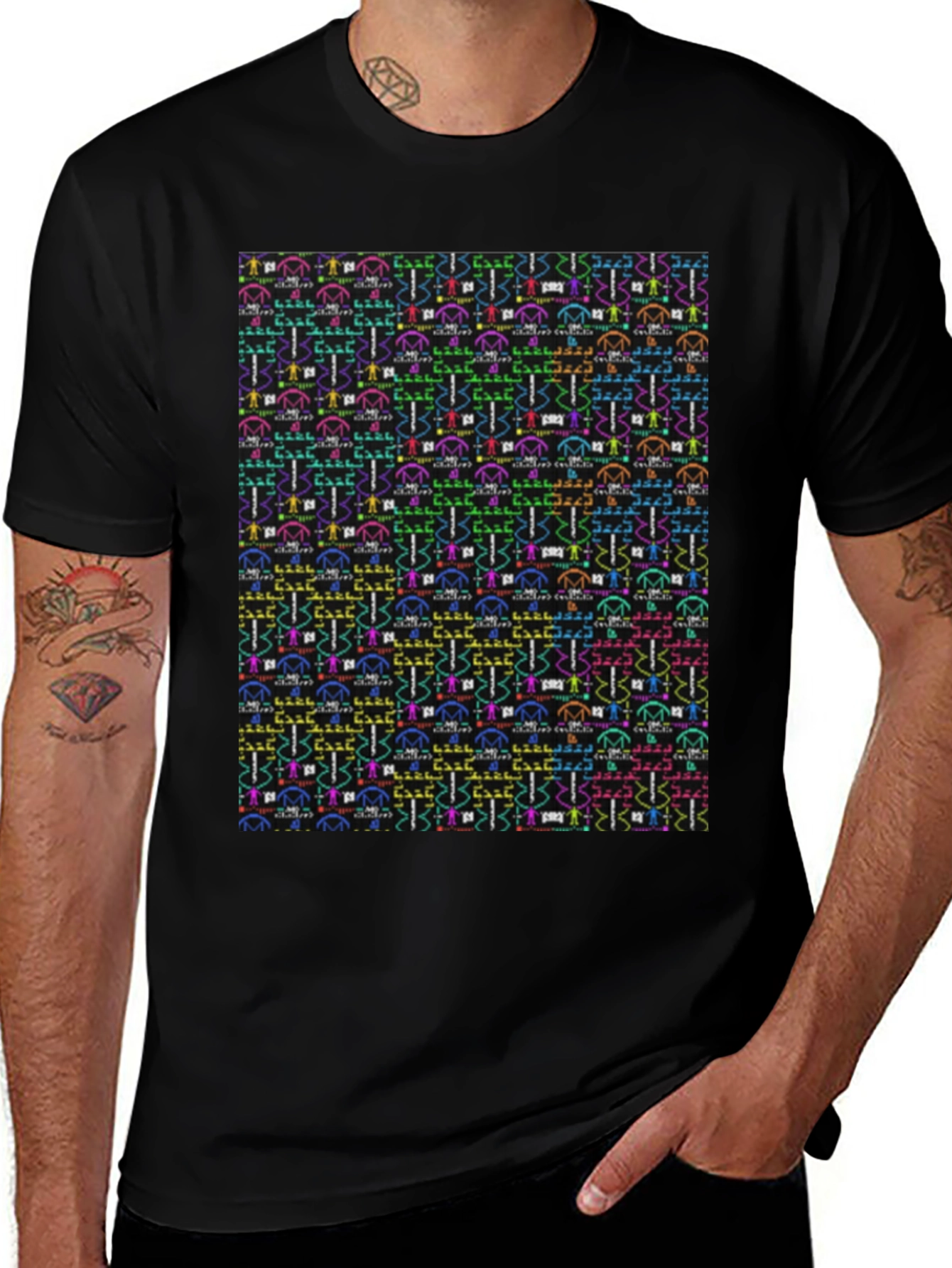 Novelty Pattern Black Tee