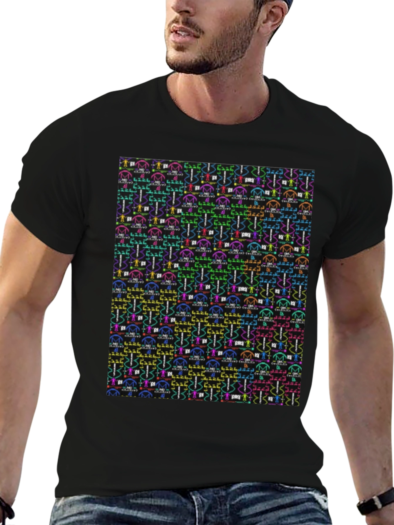 Novelty Pattern Black Tee