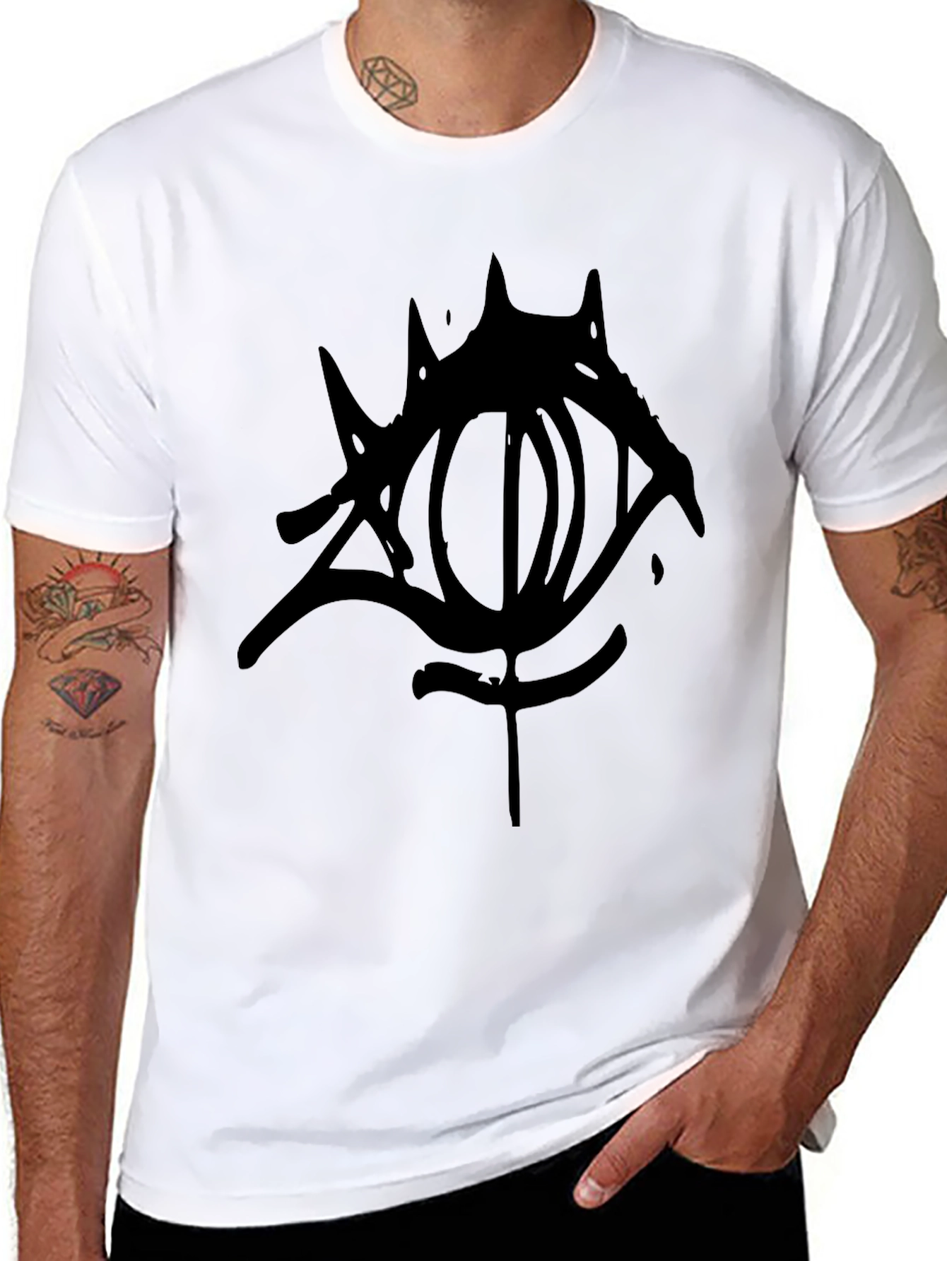 Mens Black Graphic Tee - Eye Design