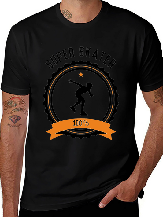 Super Skater Graphic Tee - Black Cotton T-Shirt
