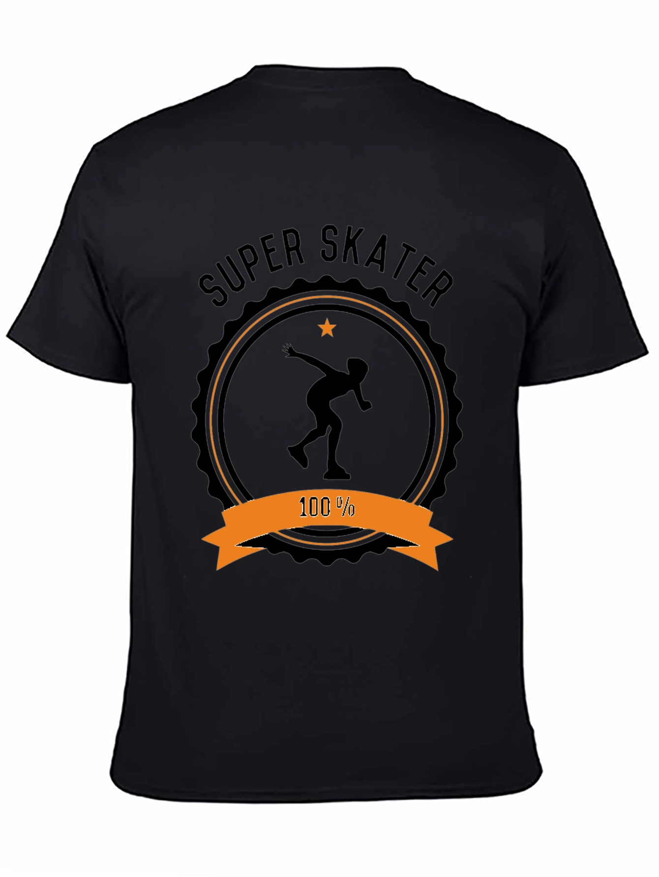 Super Skater Graphic Tee - Black Cotton T-Shirt