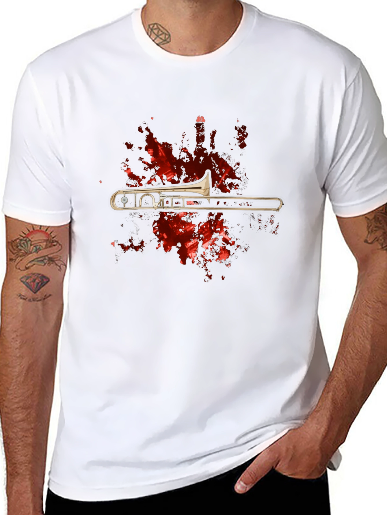 Trombone Splatter Graphic T-Shirt