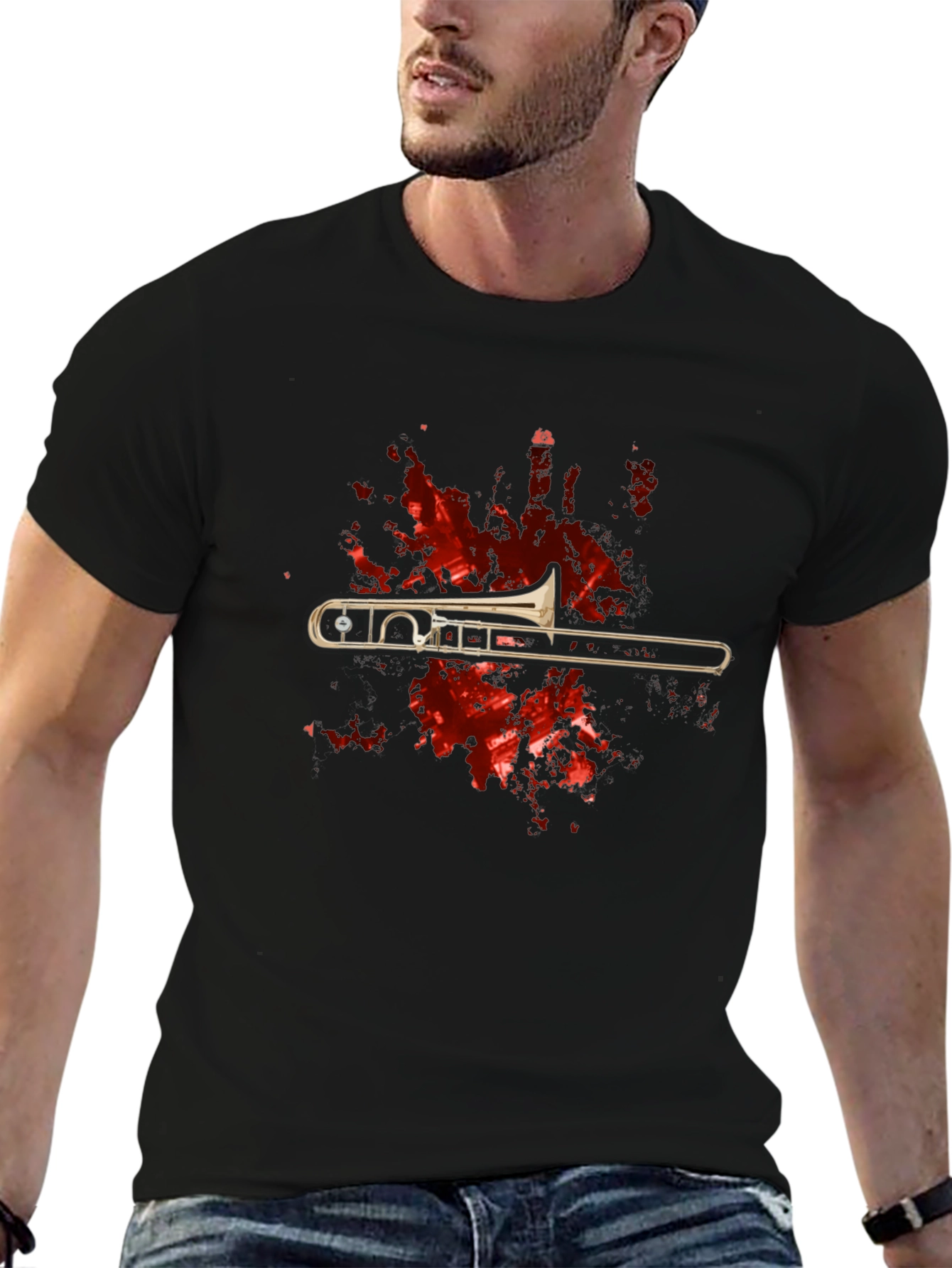 Trombone Splatter Graphic T-Shirt