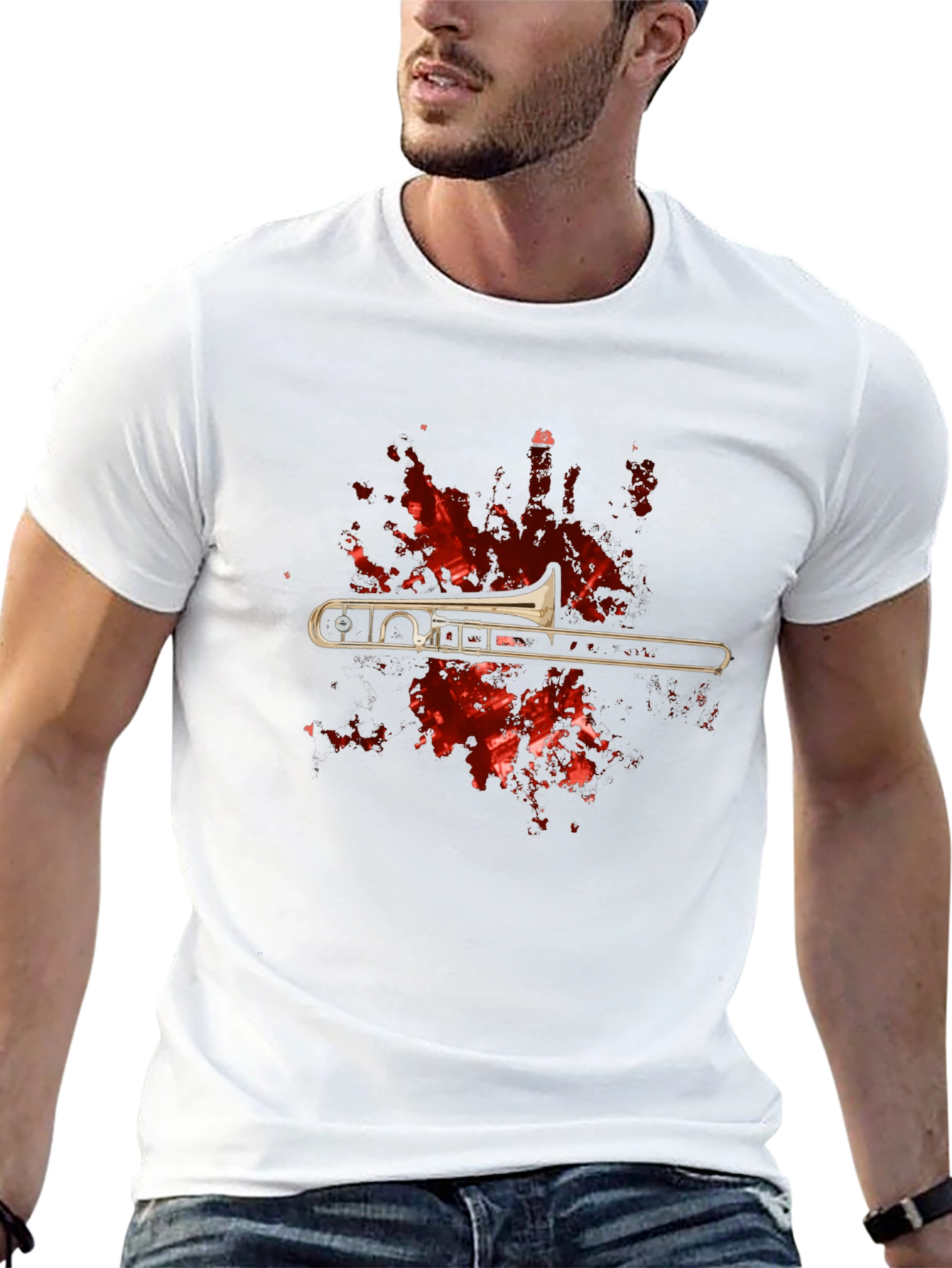 Trombone Splatter Graphic T-Shirt