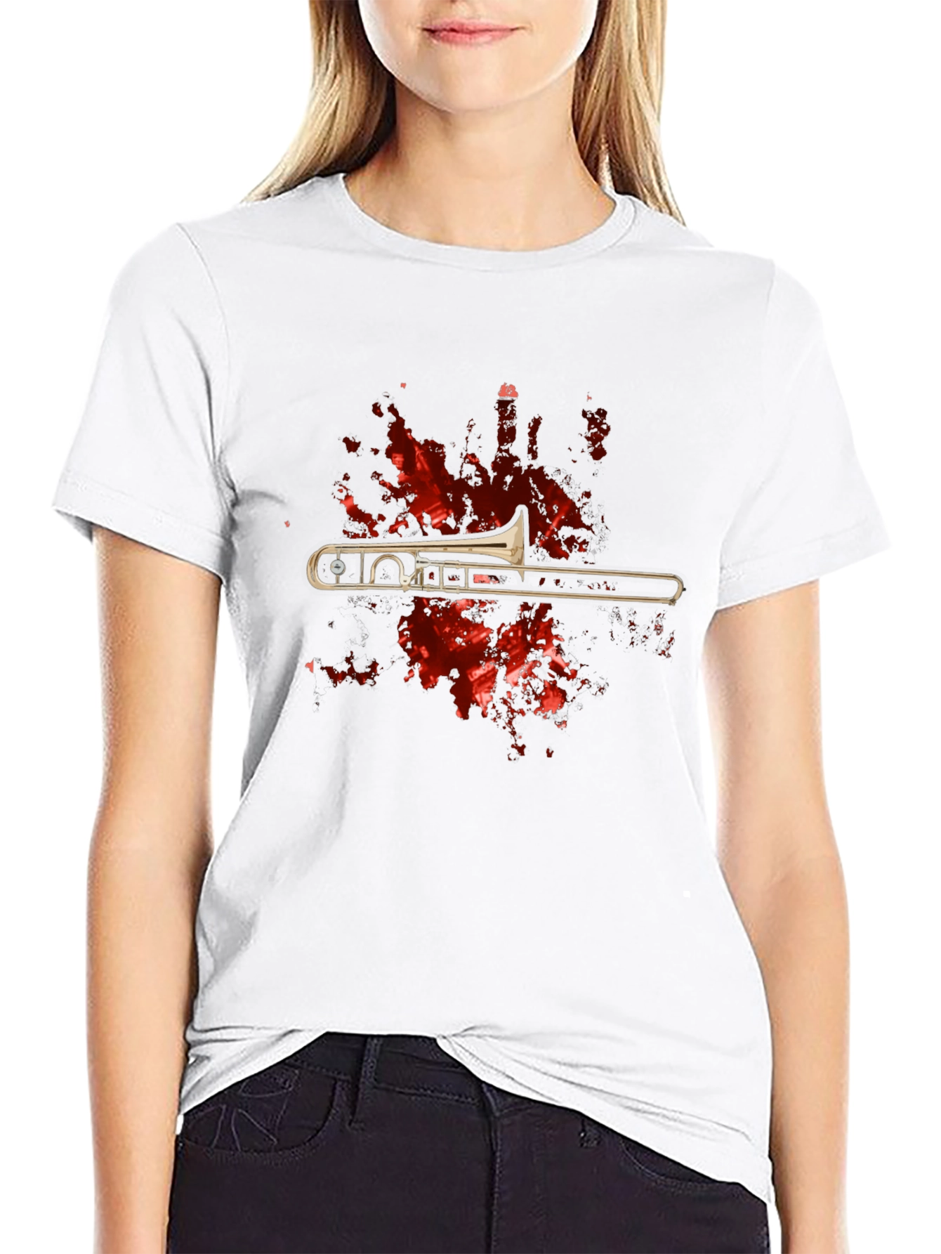 Trombone Splatter Graphic T-Shirt