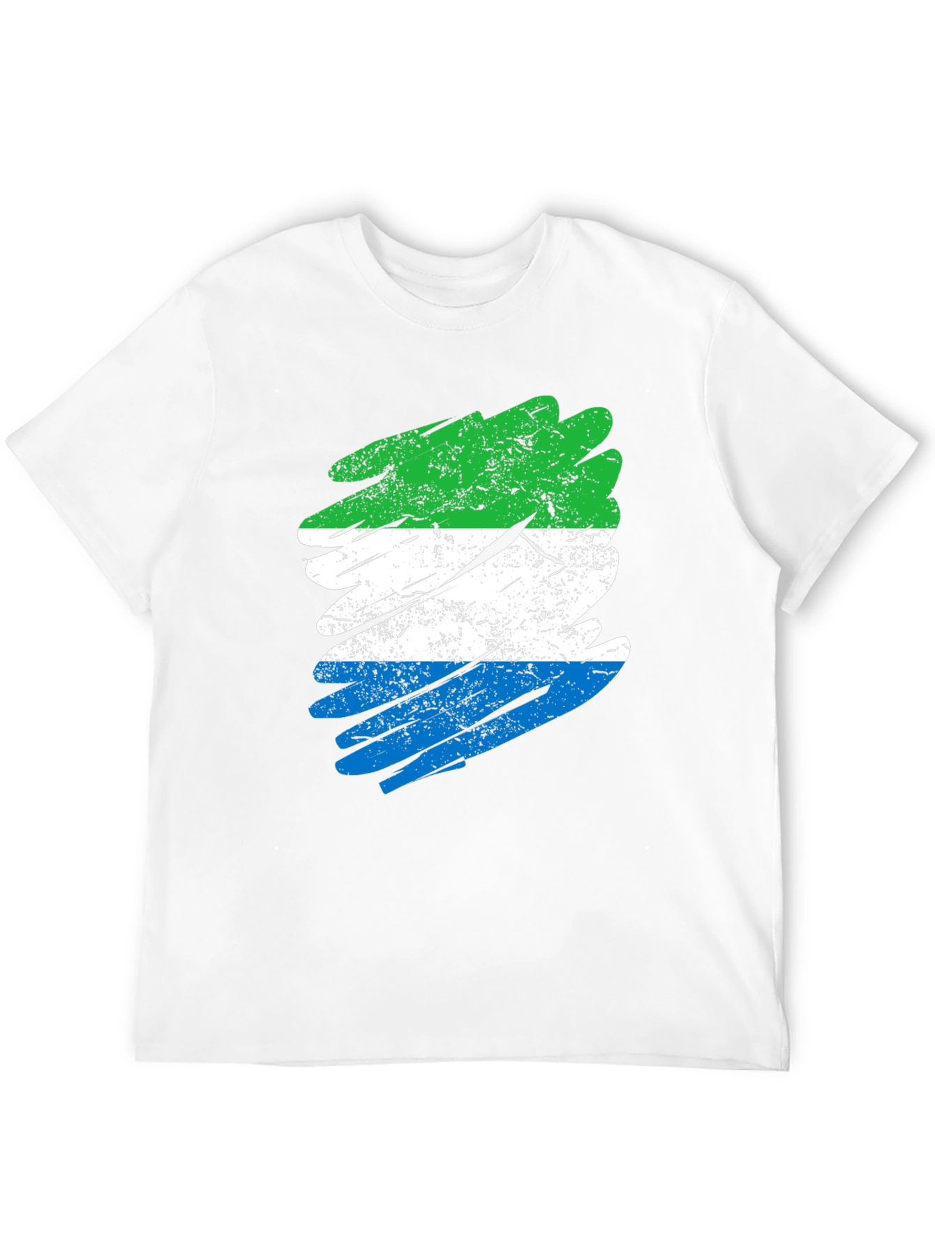 Sierra Leone Flag Brush Stroke Black T-Shirt