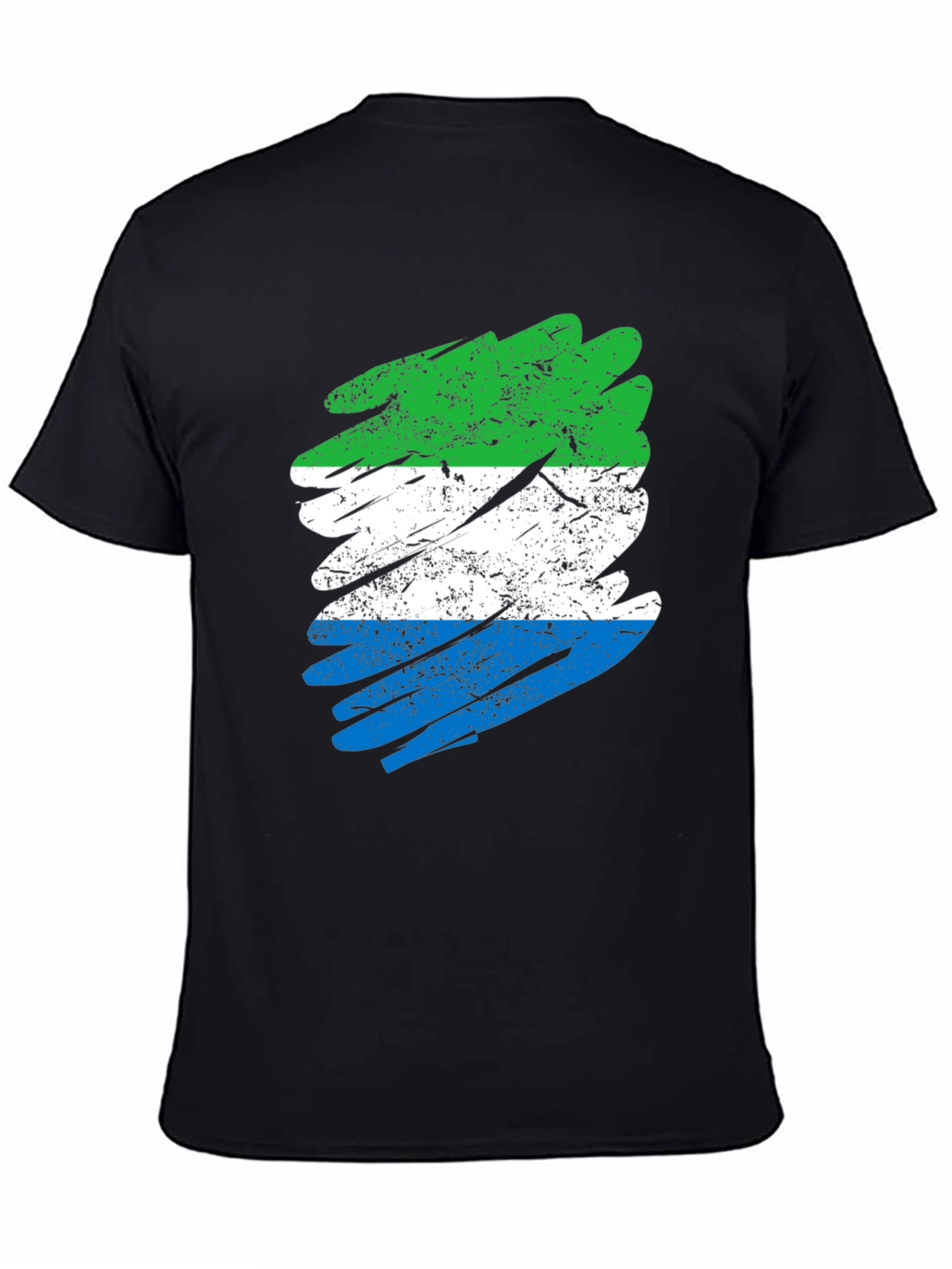 Sierra Leone Flag Brush Stroke Black T-Shirt
