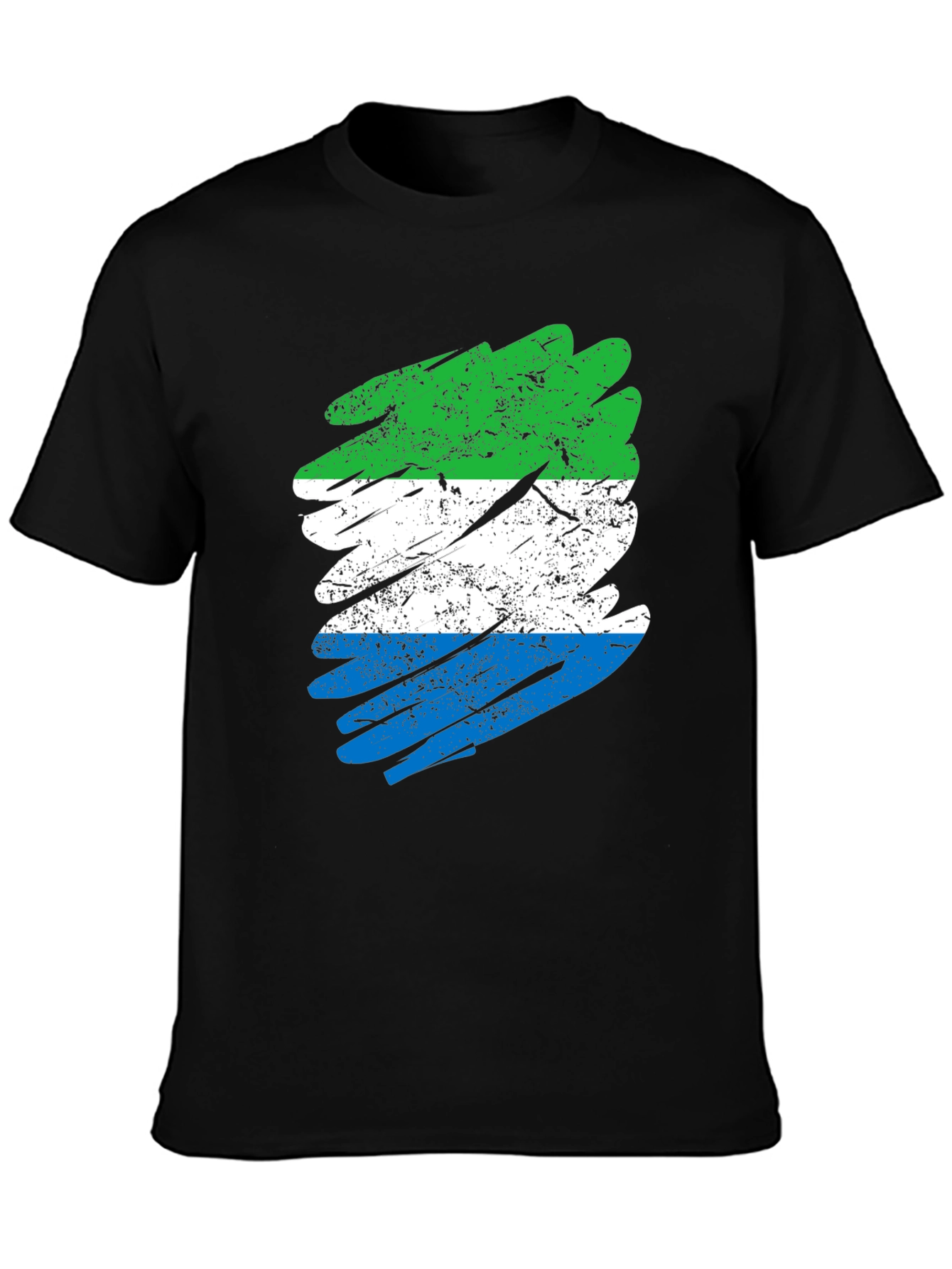 Sierra Leone Flag Brush Stroke Black T-Shirt