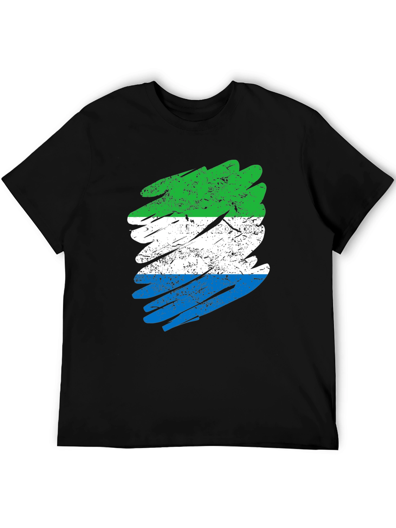 Sierra Leone Flag Brush Stroke Black T-Shirt