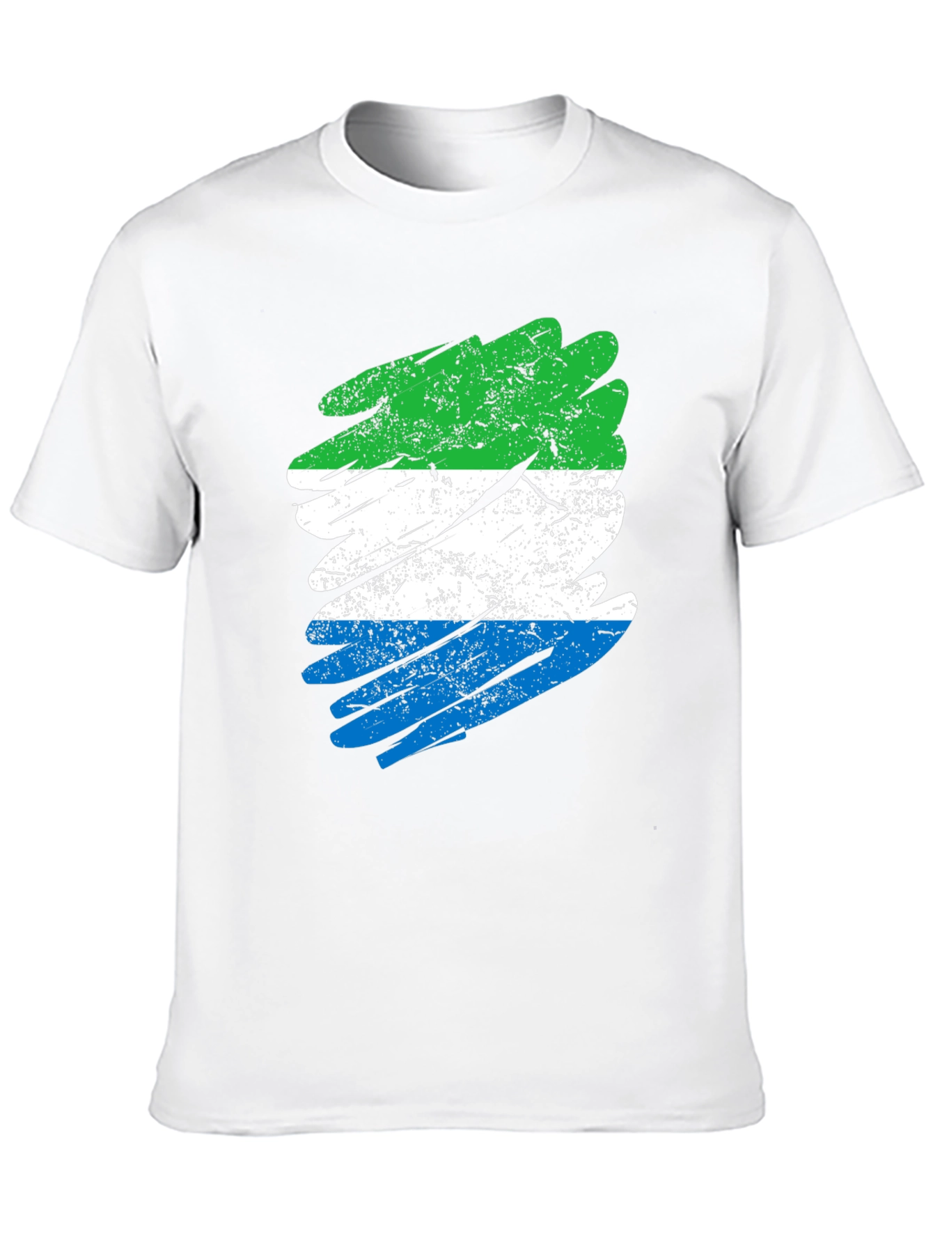 Sierra Leone Flag Brush Stroke Black T-Shirt