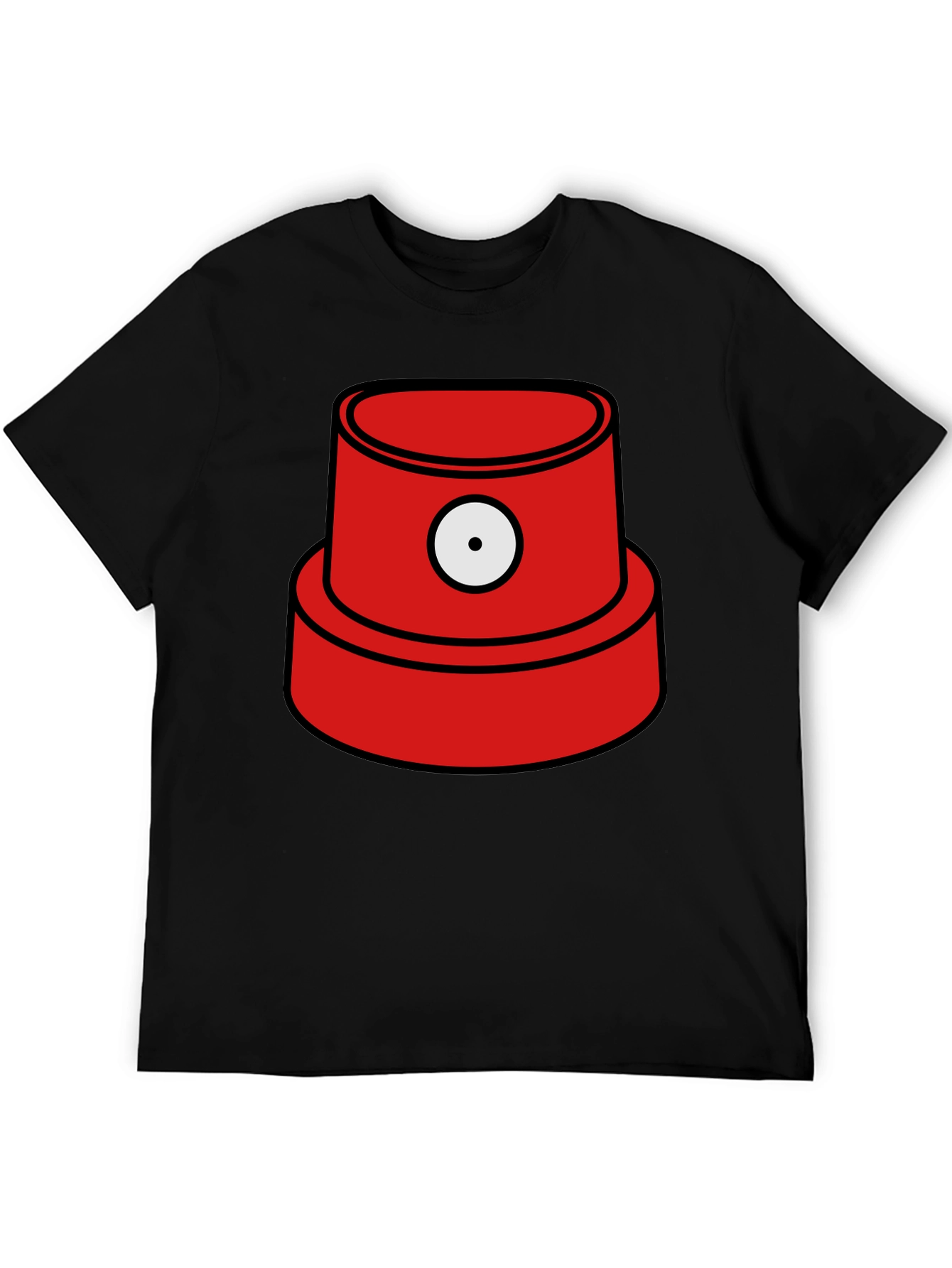 Red Spray Paint Cap Graphic Black T-Shirt