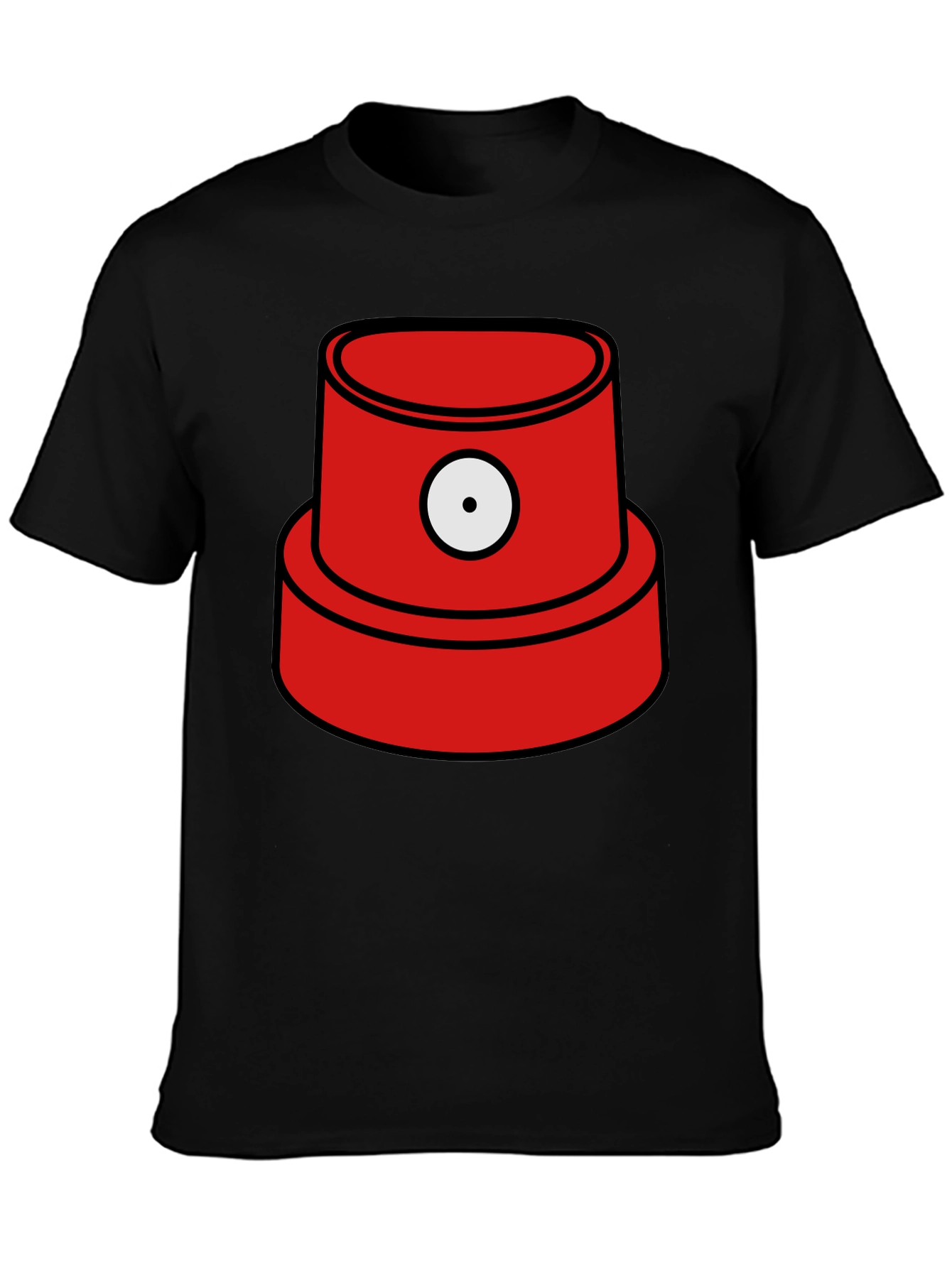 Red Spray Paint Cap Graphic Black T-Shirt